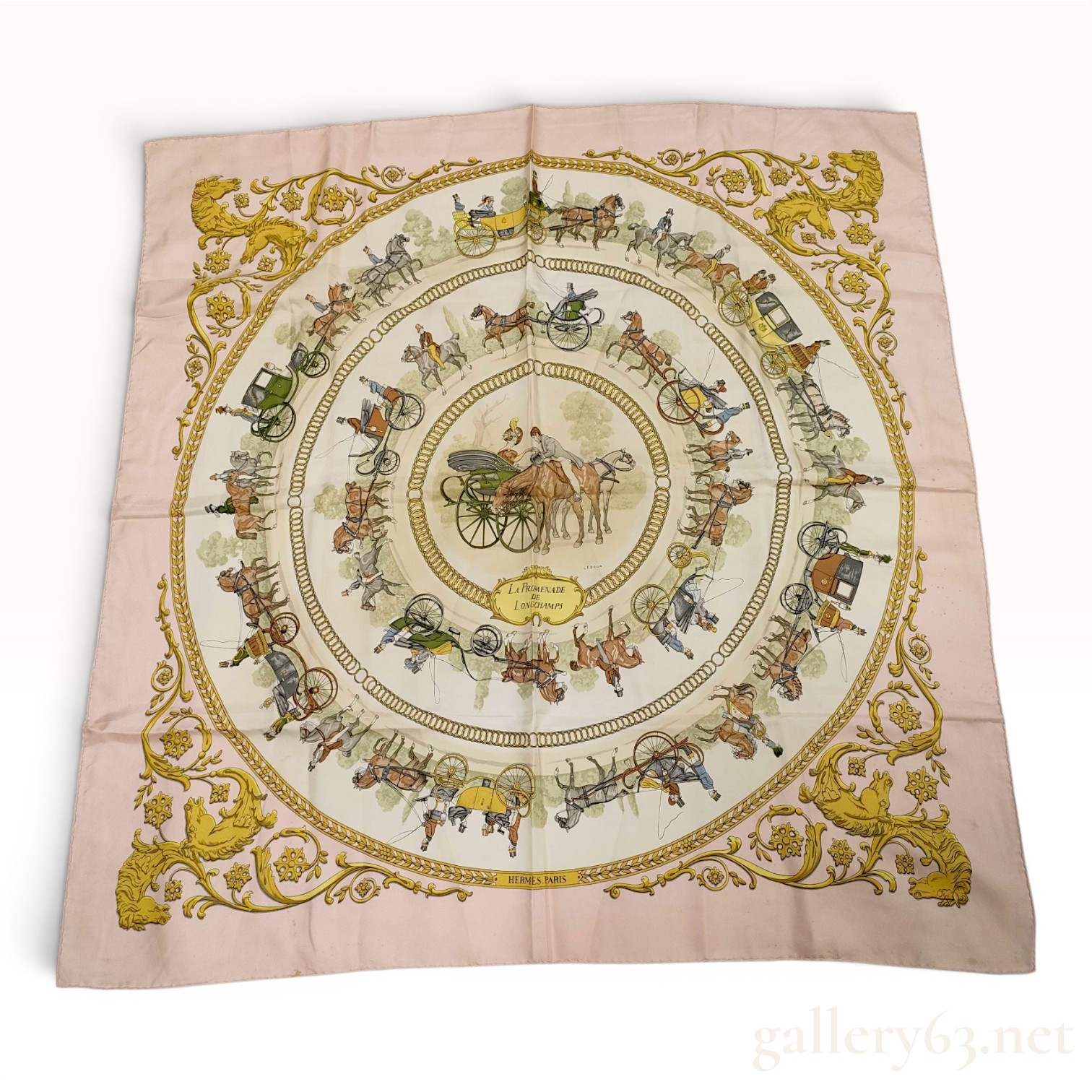 Hermes La Promenade de Longchamps Silk Scarf by Philippe Ledoux