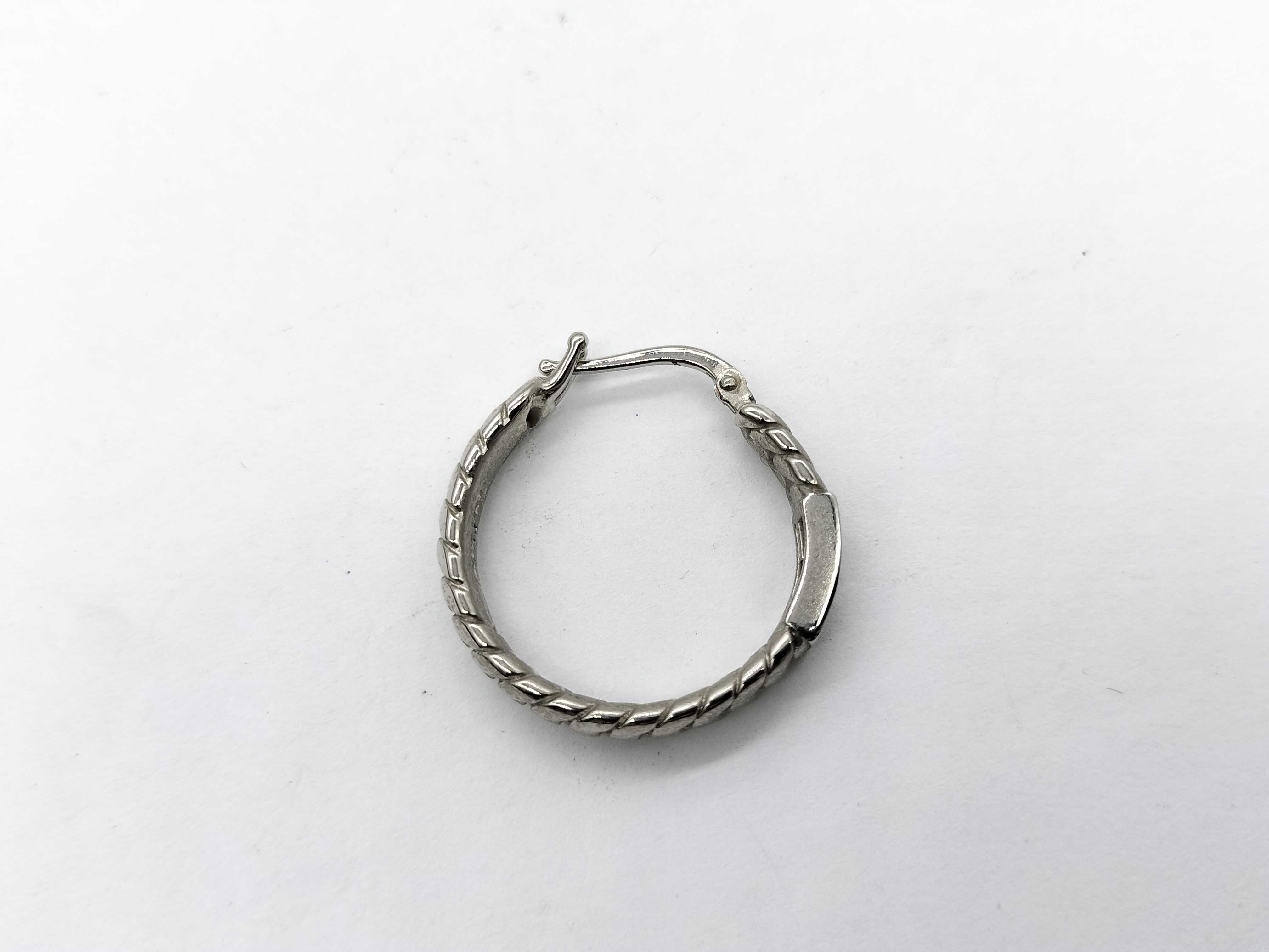 Fendi Baguette FF Logo Silver-Tone Single Hoop Earring