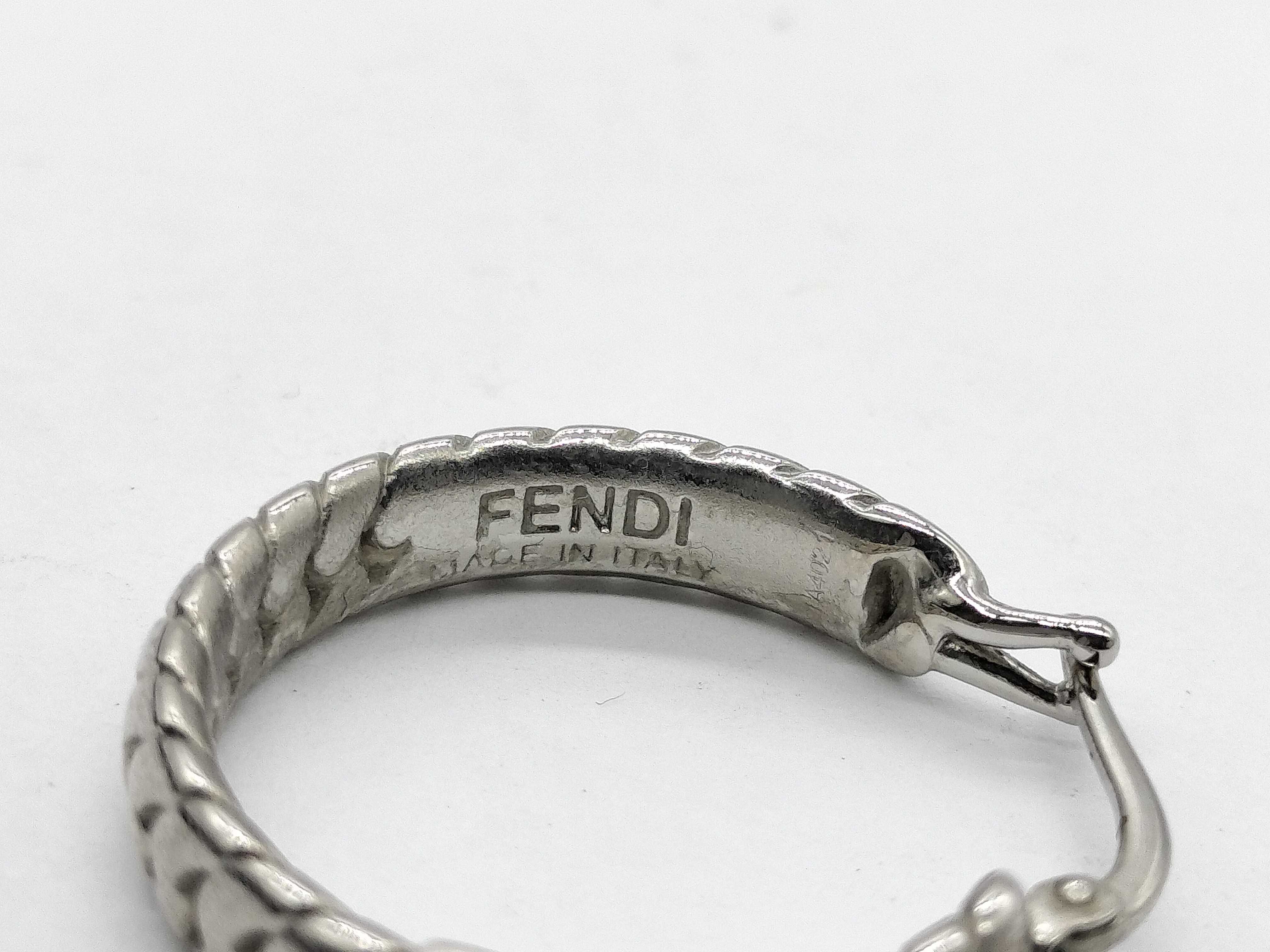 Fendi Baguette FF Logo Silver-Tone Single Hoop Earring