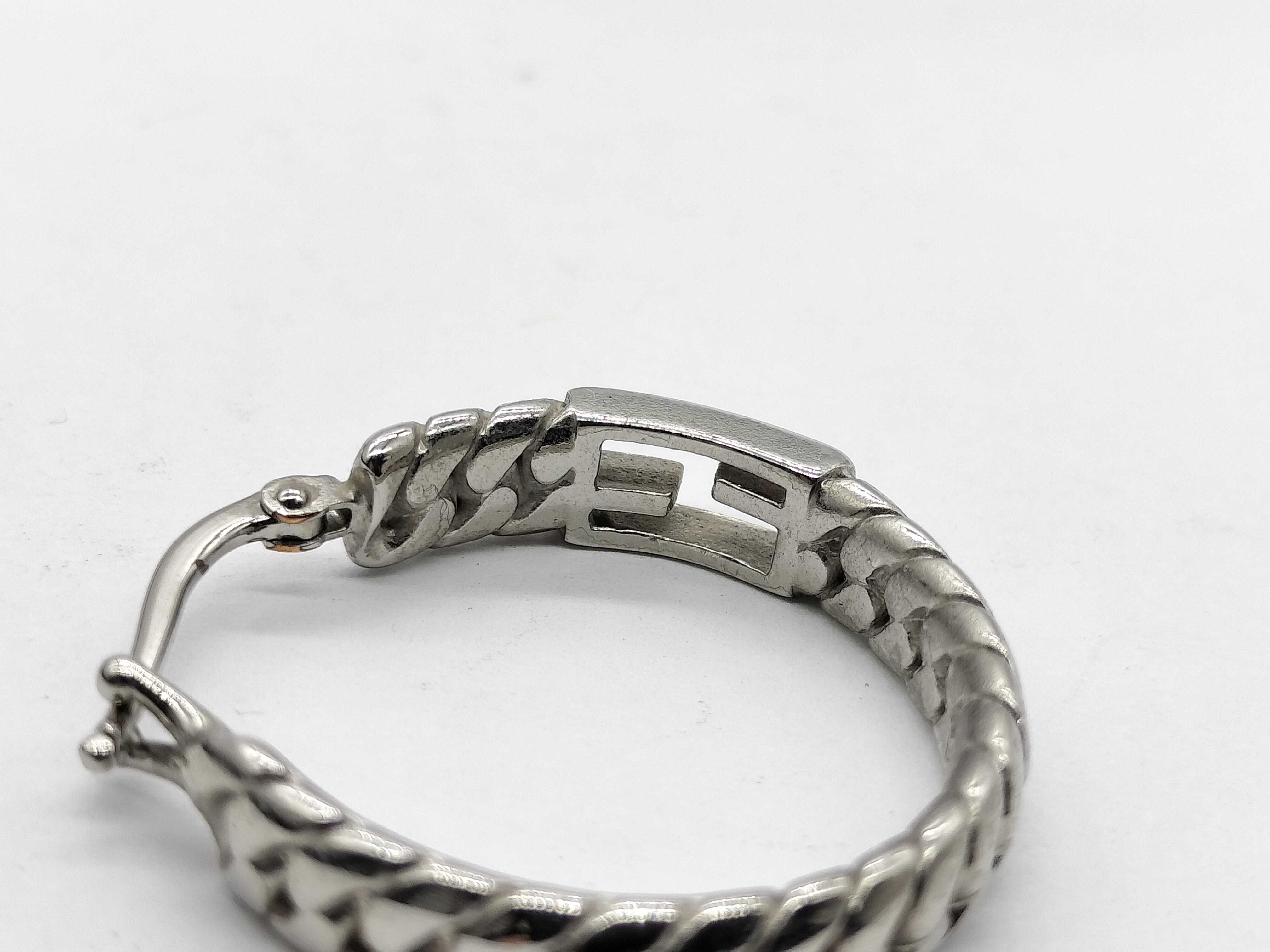 Fendi Baguette FF Logo Silver-Tone Single Hoop Earring