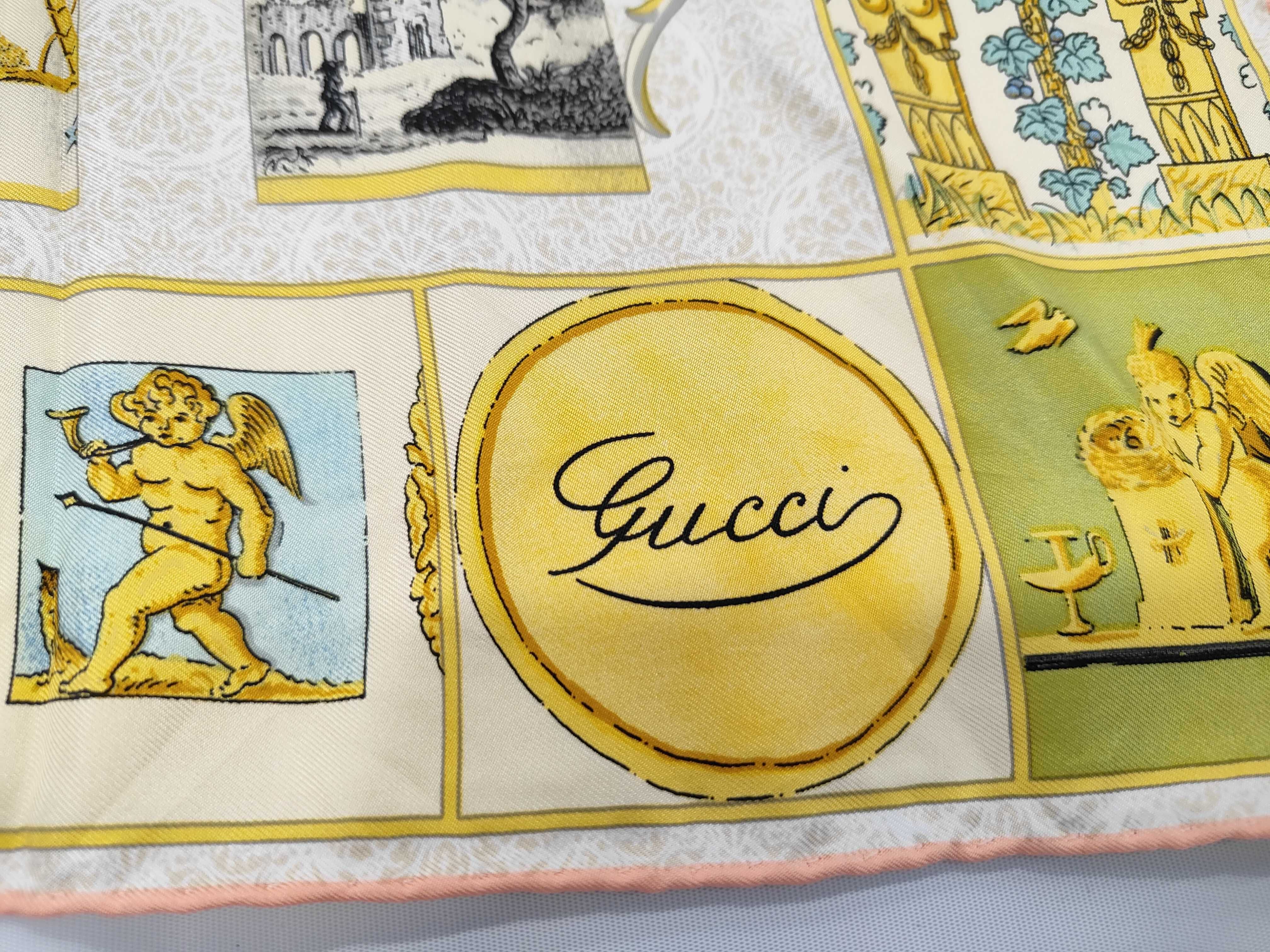 Gucci Vintage Silk Teacup and Mug Pattern Scarf