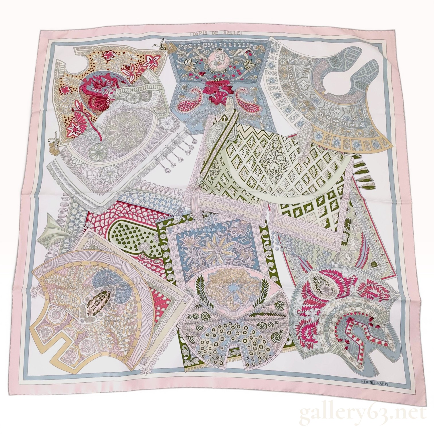 Hermes Tapis de Selle 90 Silk Scarf with Box
