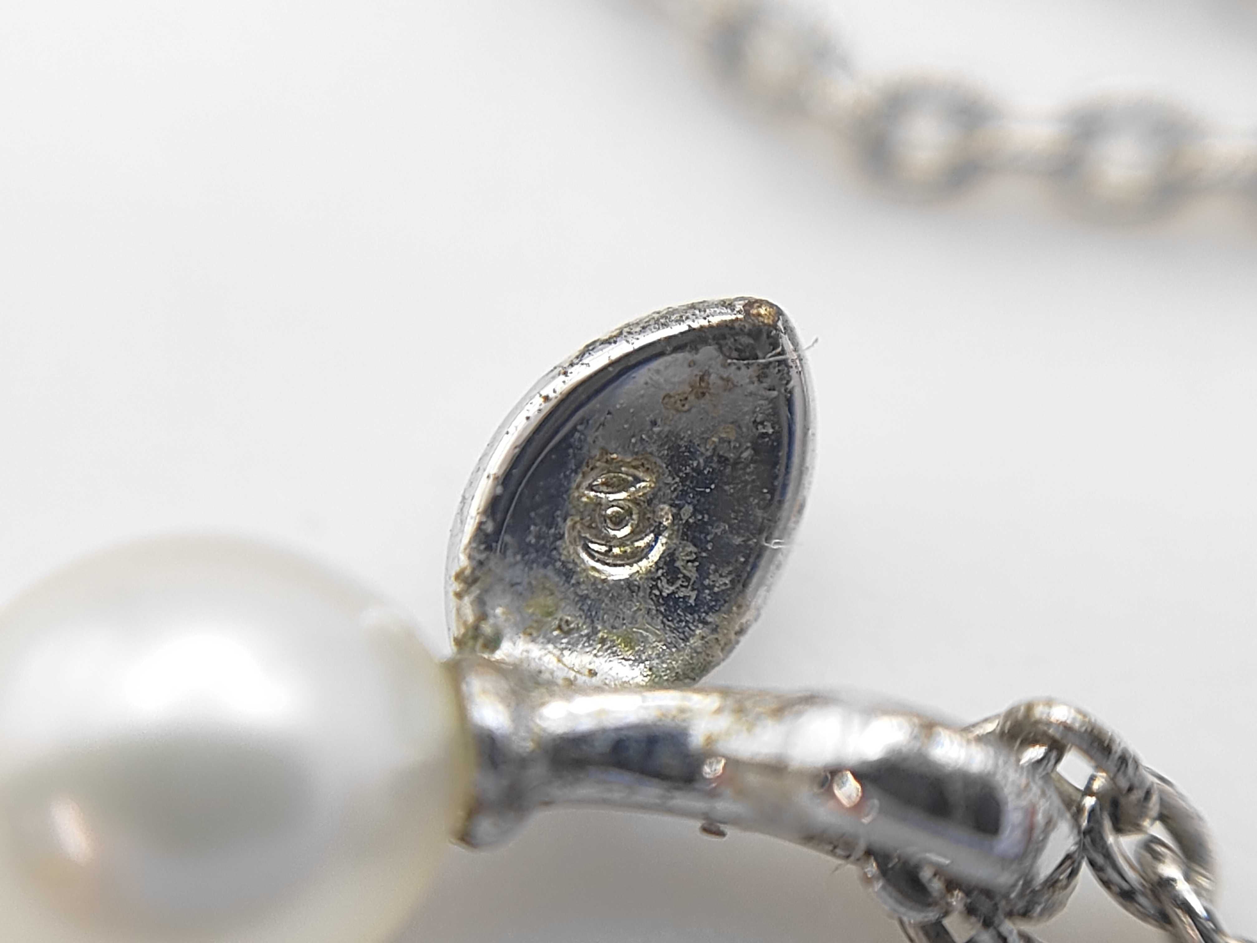 Tasaki Sterling Silver Leaf and Pearl Pendant Necklace