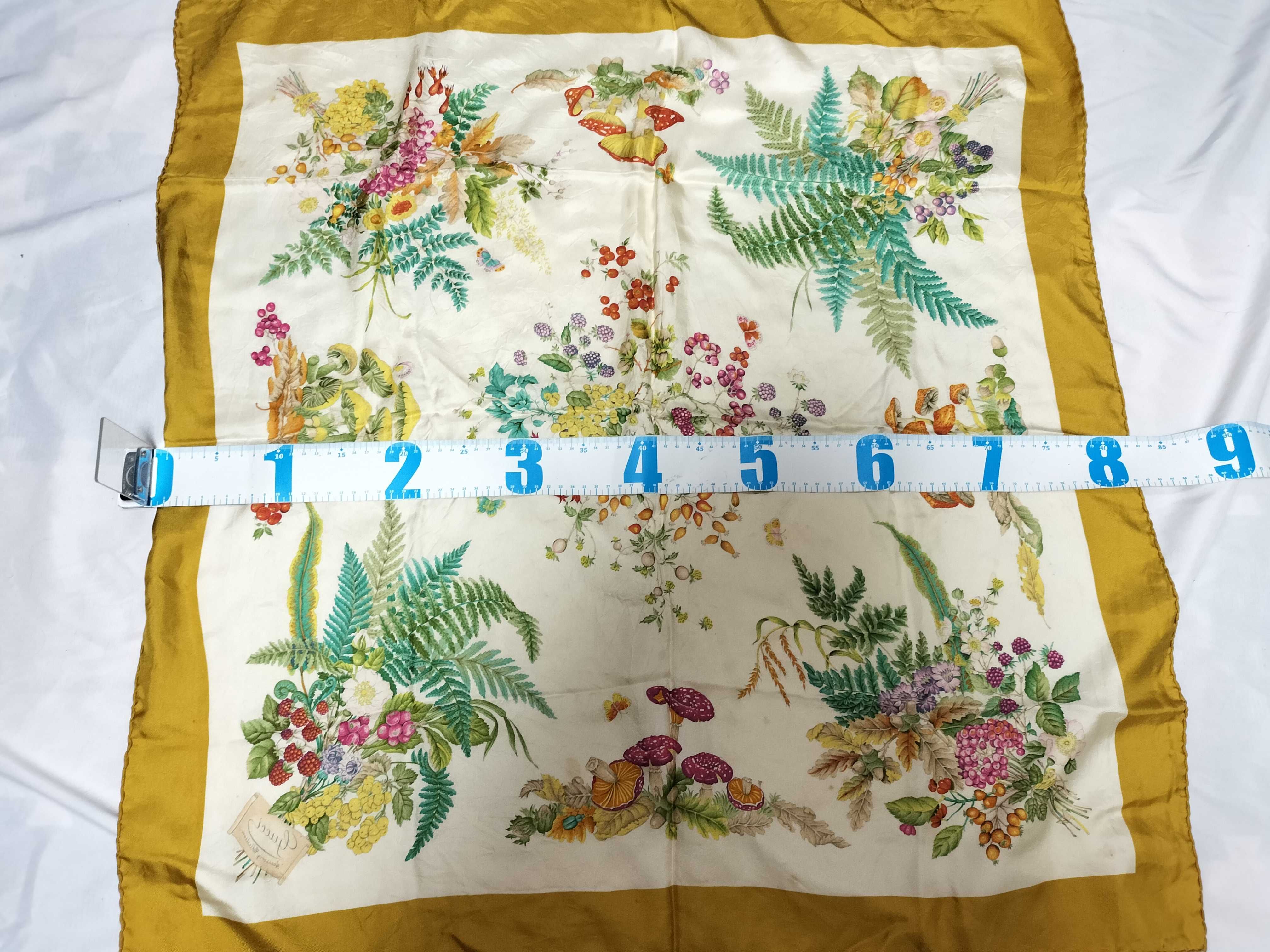 Gucci Accessory Collection Flora Motif Silk Scarf with Mustard Yellow Border
