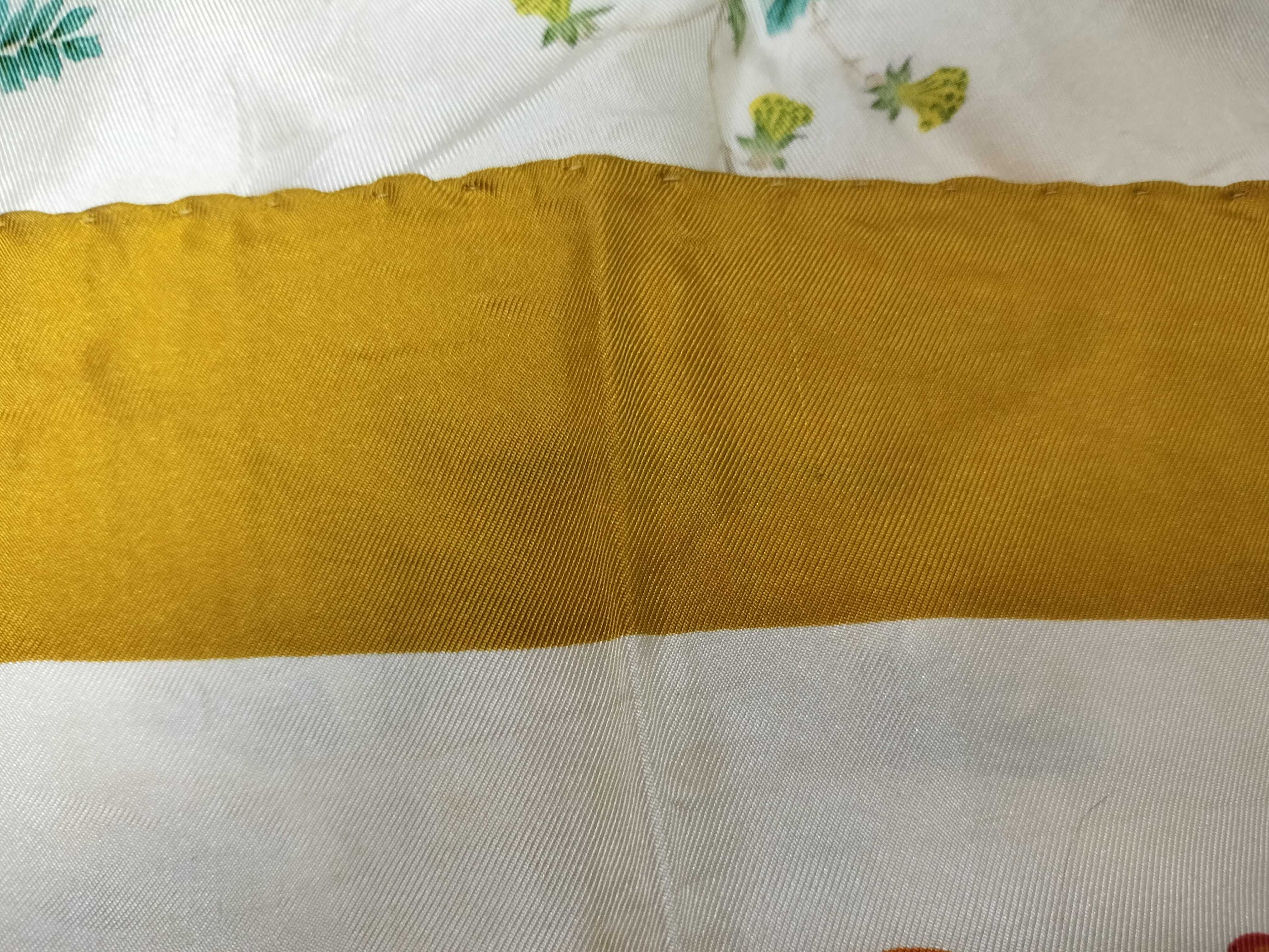 Gucci Accessory Collection Flora Motif Silk Scarf with Mustard Yellow Border