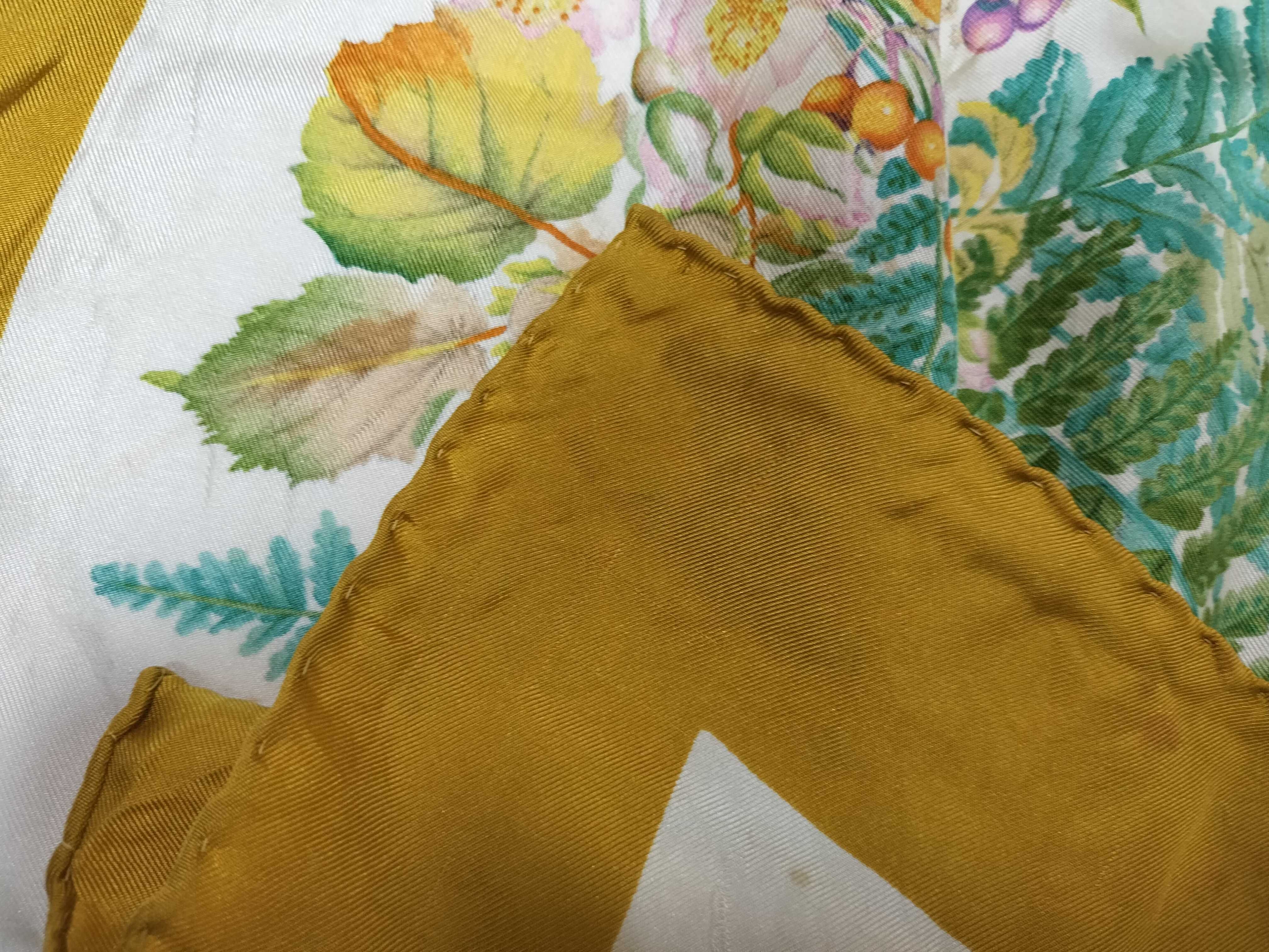 Gucci Accessory Collection Flora Motif Silk Scarf with Mustard Yellow Border