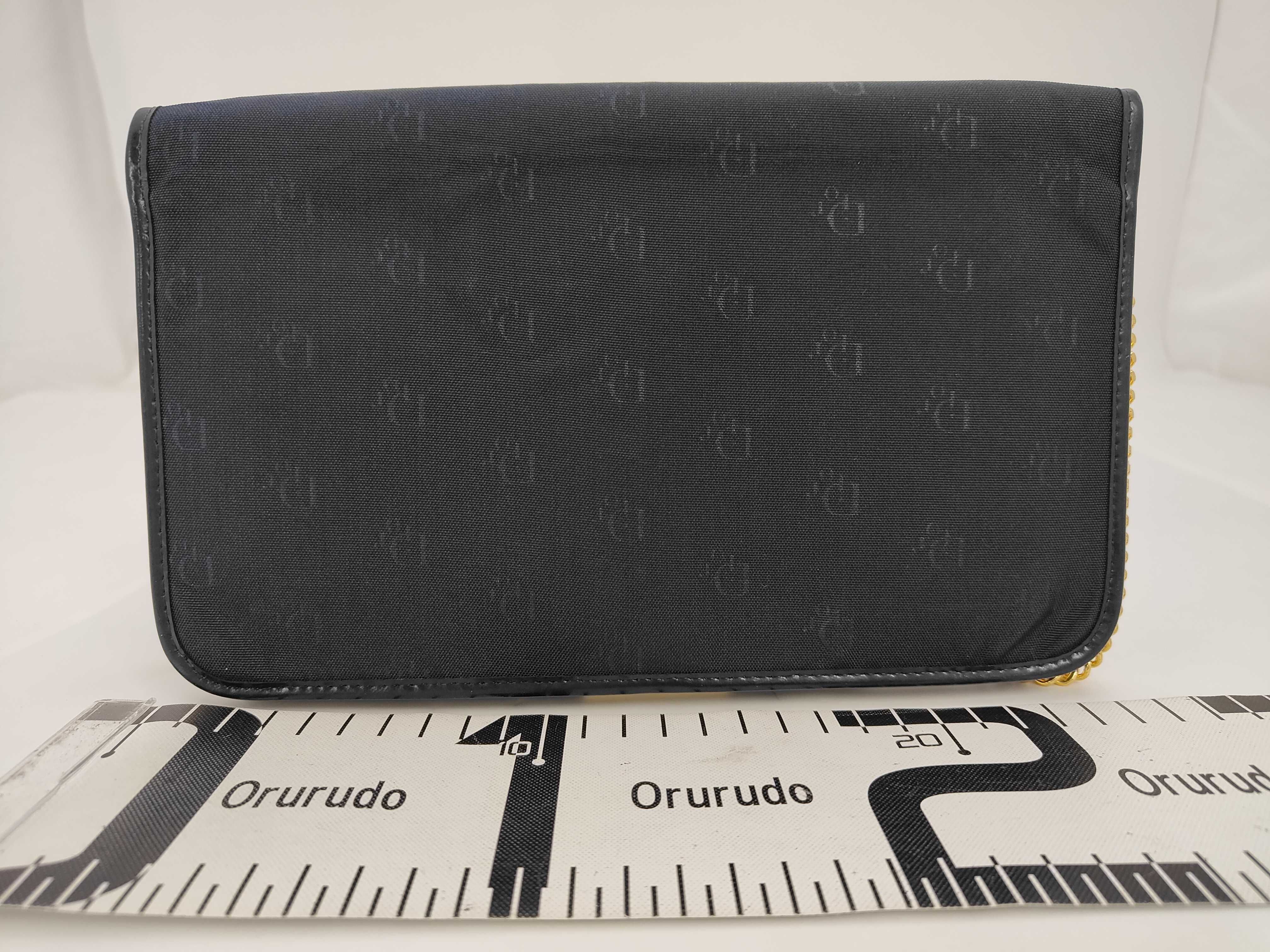 Christian Dior Vintage Trotter Monogram Canvas Chain Shoulder Bag Black