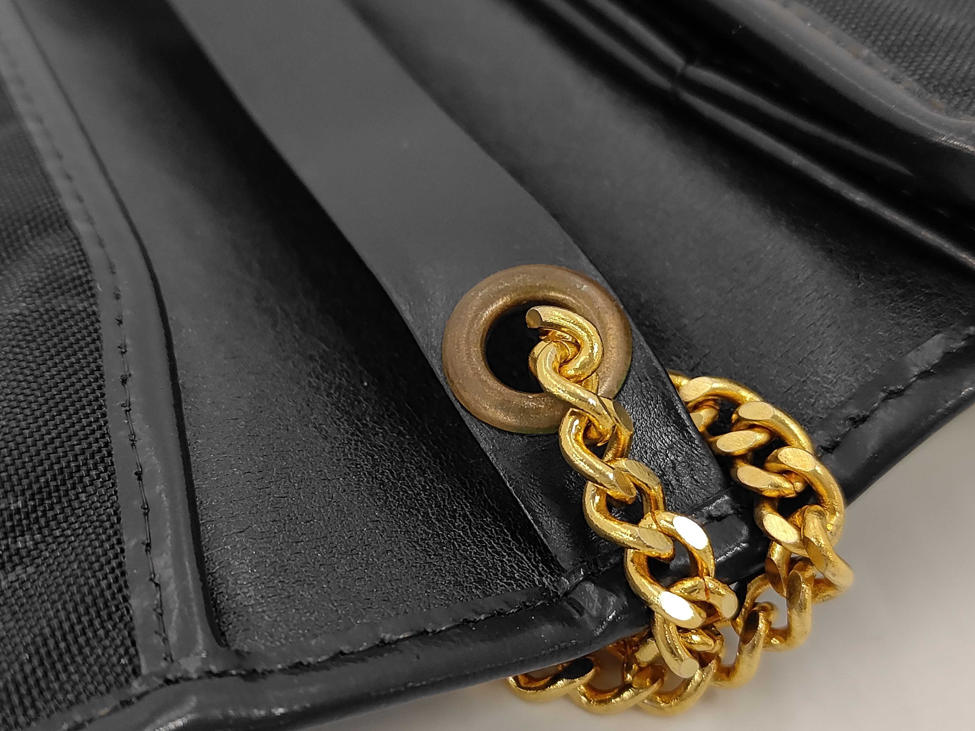 Christian Dior Vintage Trotter Monogram Canvas Chain Shoulder Bag Black