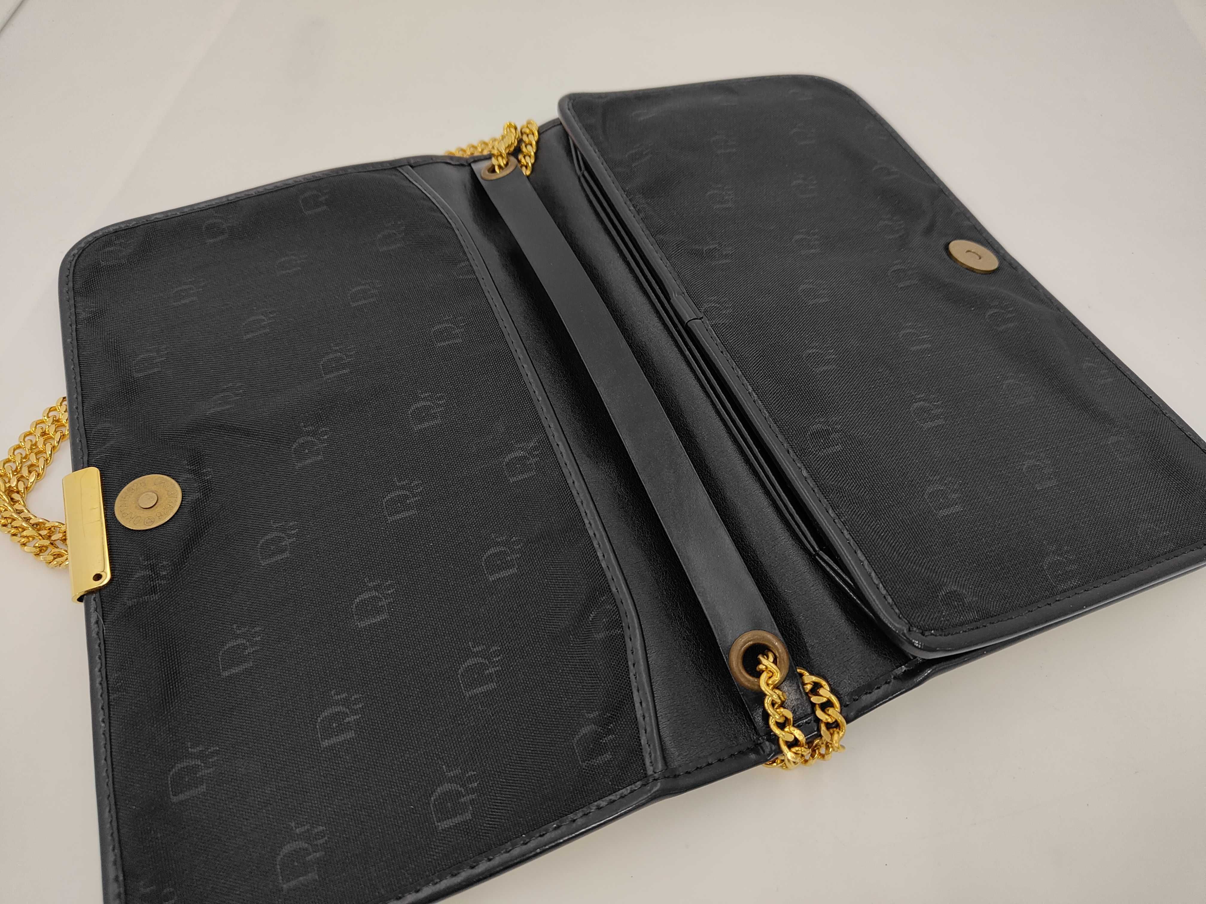 Christian Dior Vintage Trotter Monogram Canvas Chain Shoulder Bag Black