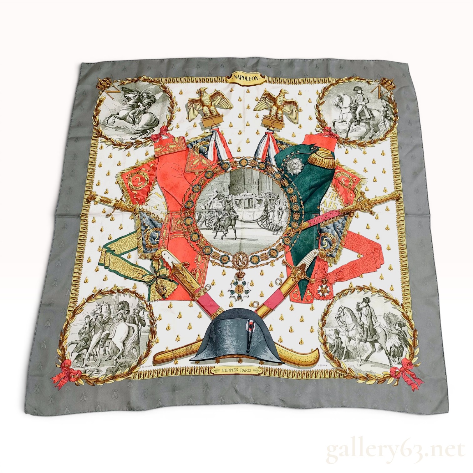 Hermes Silk Jacquard Carre 90 Napoleon Scarf by Philippe Ledoux