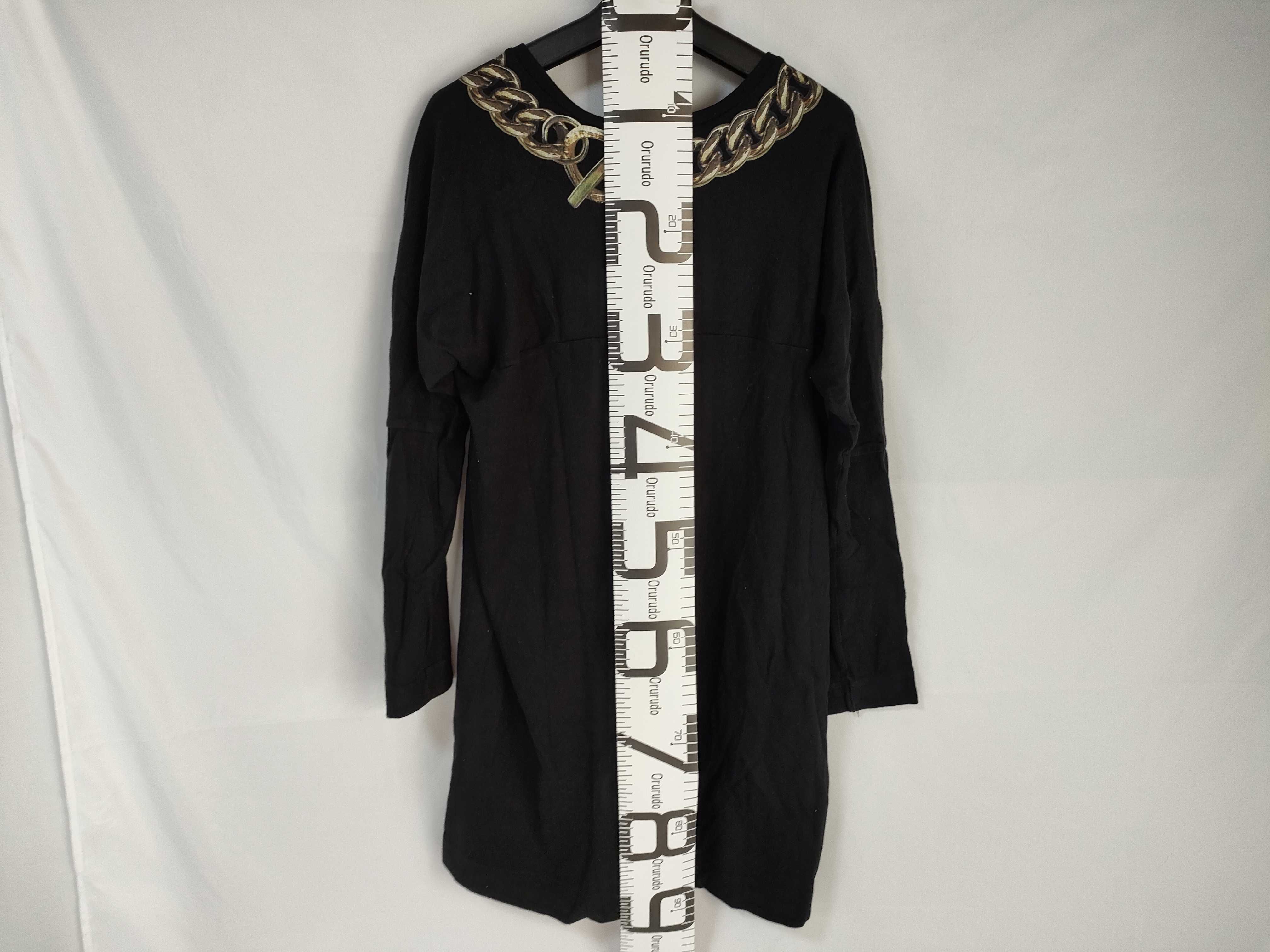 Vivienne Westwood Red Label Black Cotton Tunic Dress with Trompe l'Oeil Chain Print