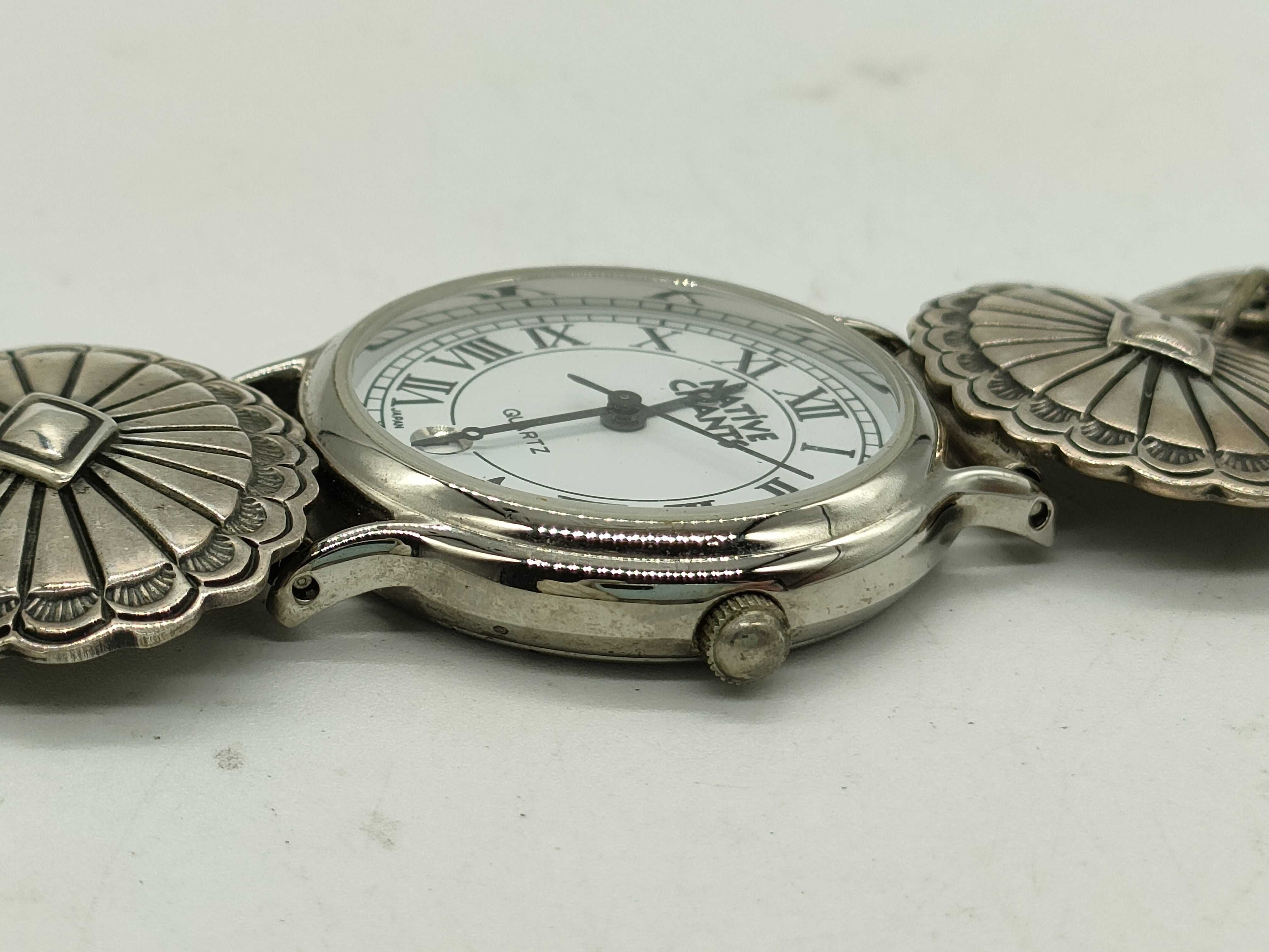 Navajo El Tom Sterling Silver Concho Bracelet Watch