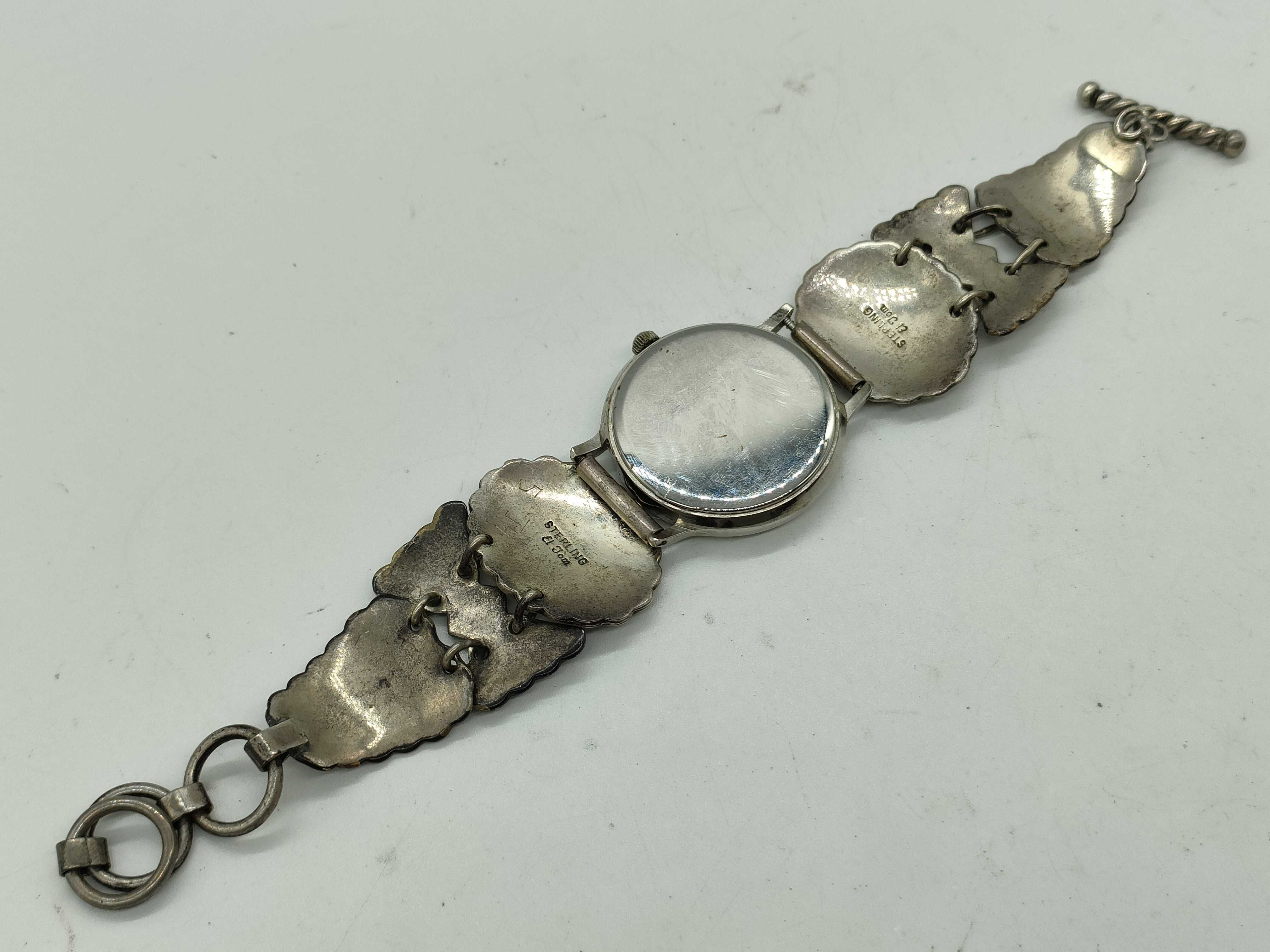 Navajo El Tom Sterling Silver Concho Bracelet Watch