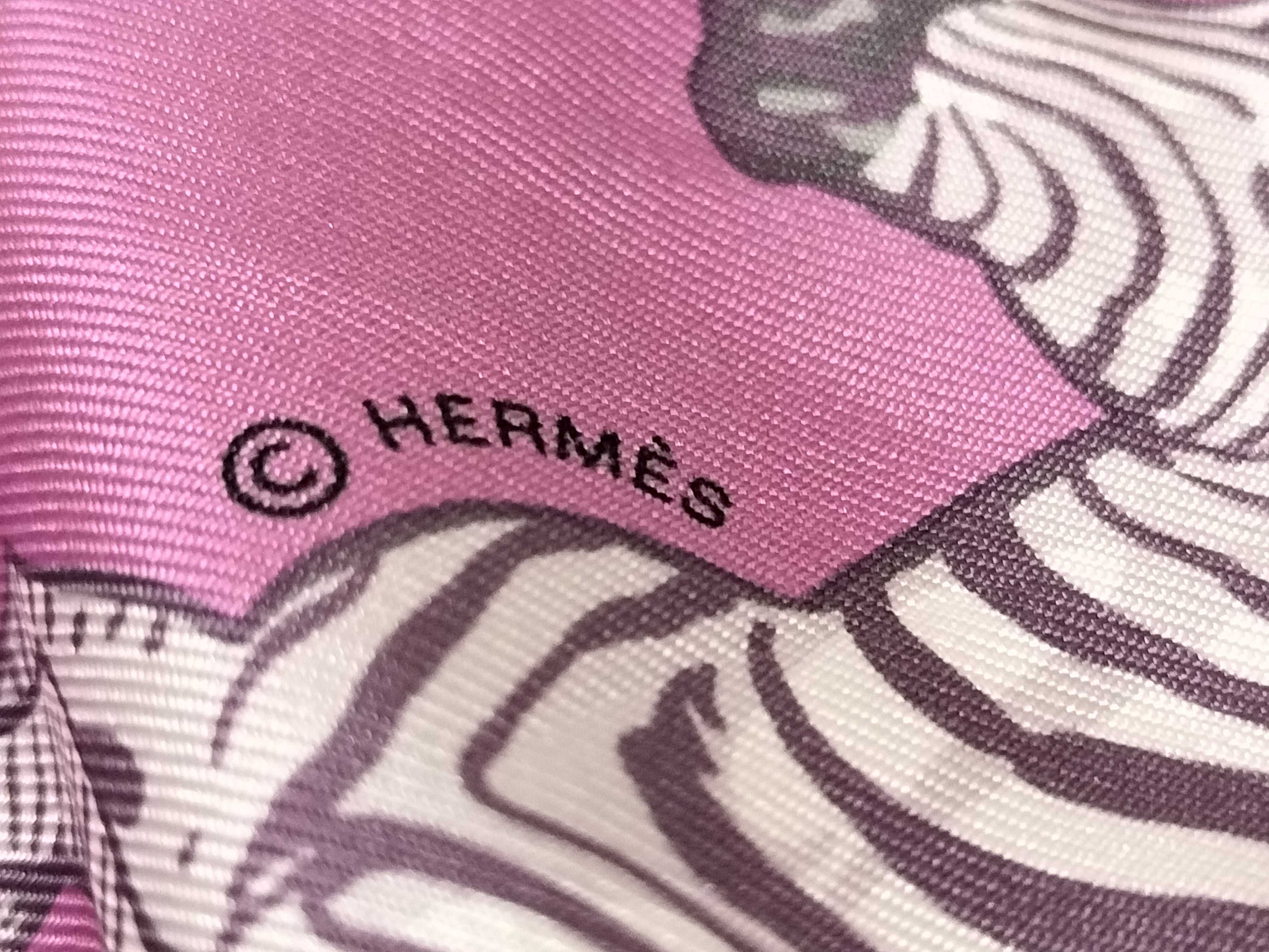 Hermes Silk Twilly Scarf Les Zebres Pattern by Alice Shirley