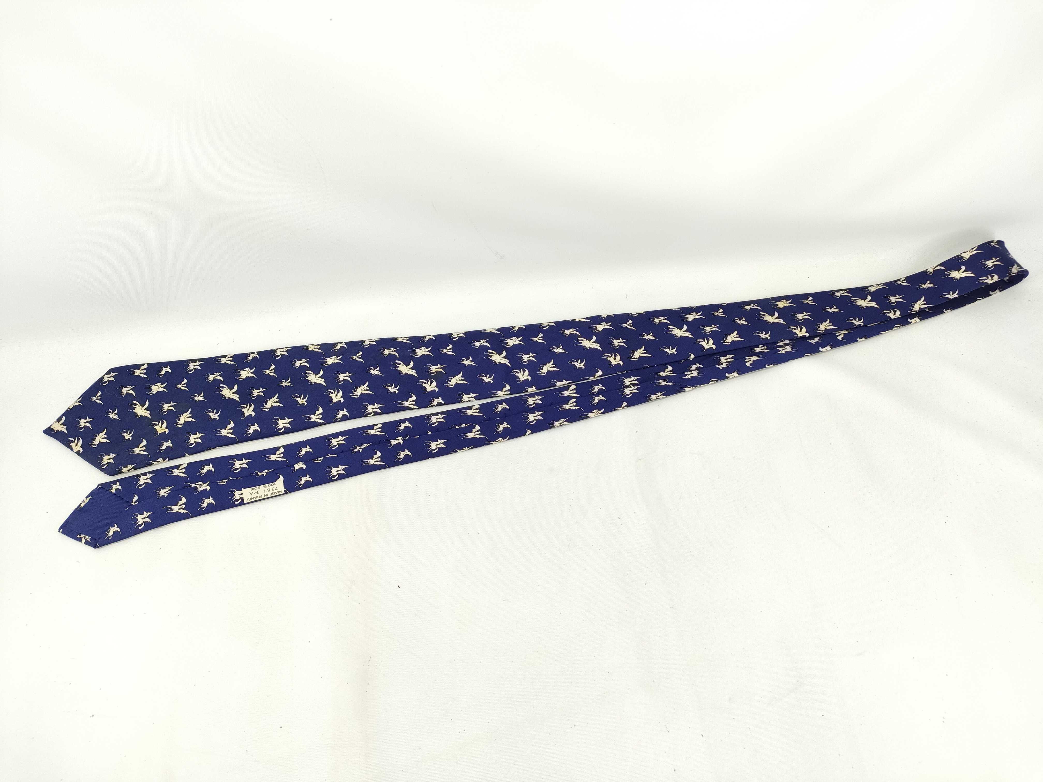 Hermes Pegasus Pattern Silk Necktie 7387 PA