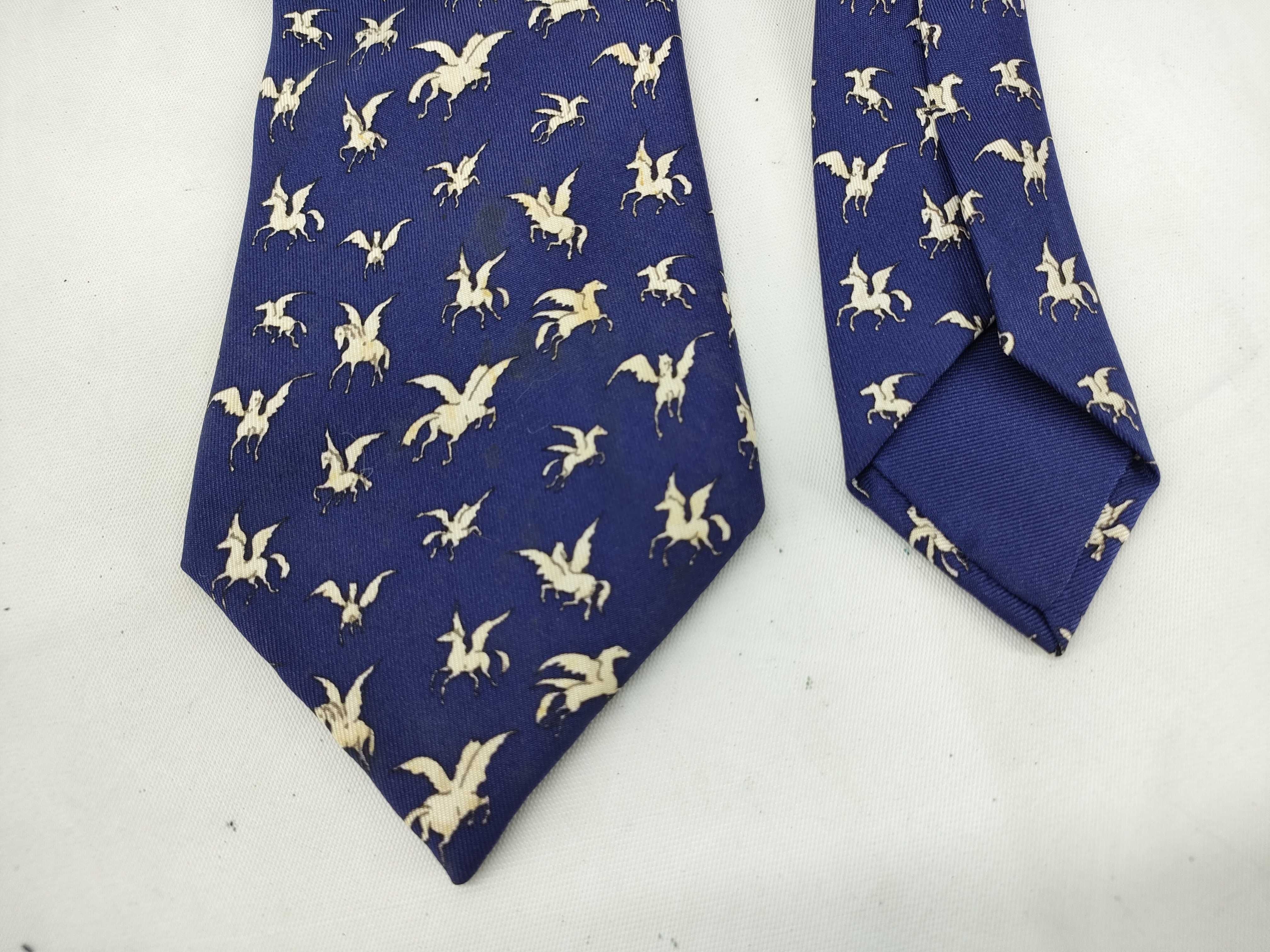 Hermes Pegasus Pattern Silk Necktie 7387 PA