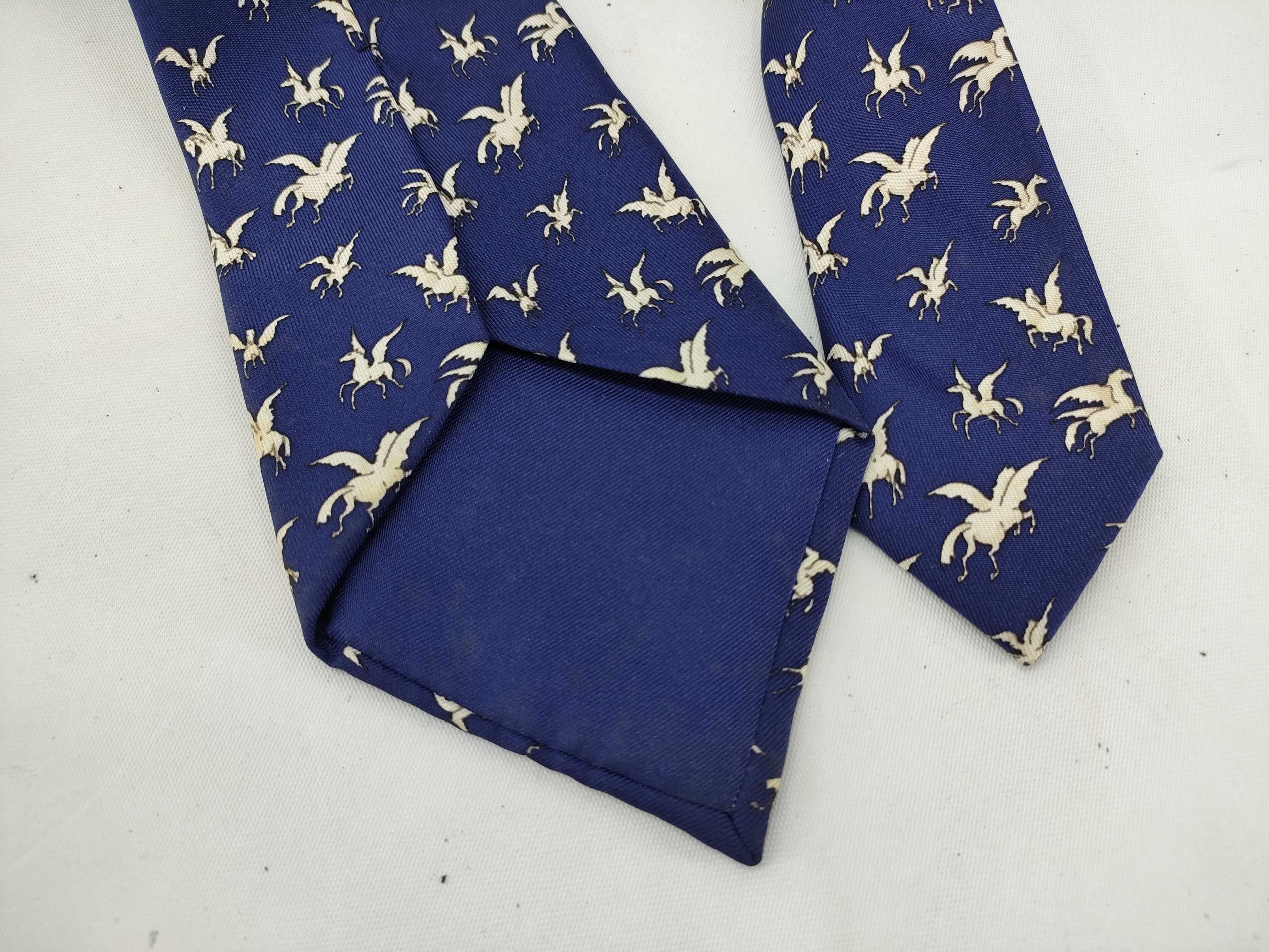 Hermes Pegasus Pattern Silk Necktie 7387 PA