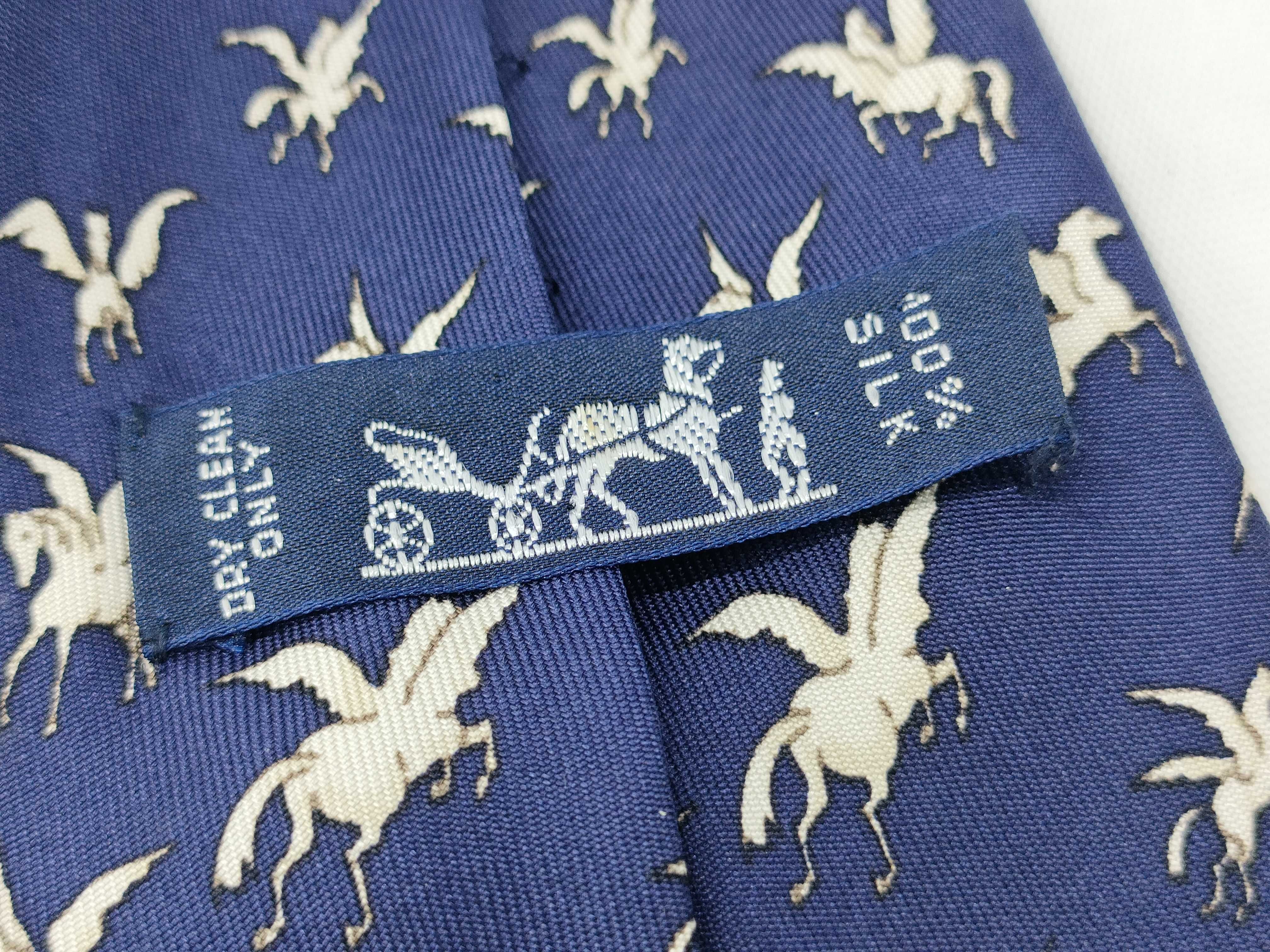 Hermes Pegasus Pattern Silk Necktie 7387 PA