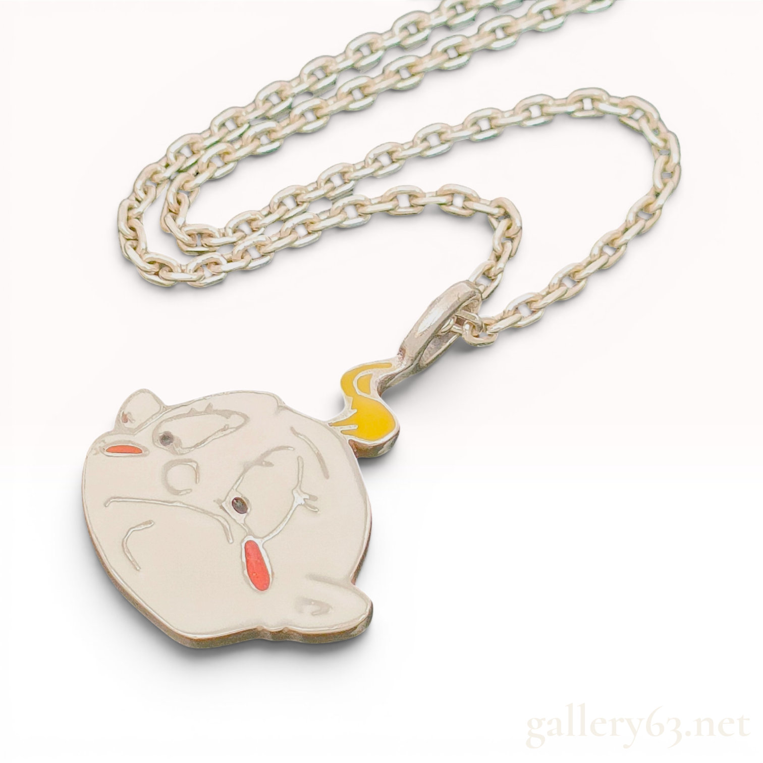 Christian Dior Sterling Silver and Enamel Character Pendant Necklace