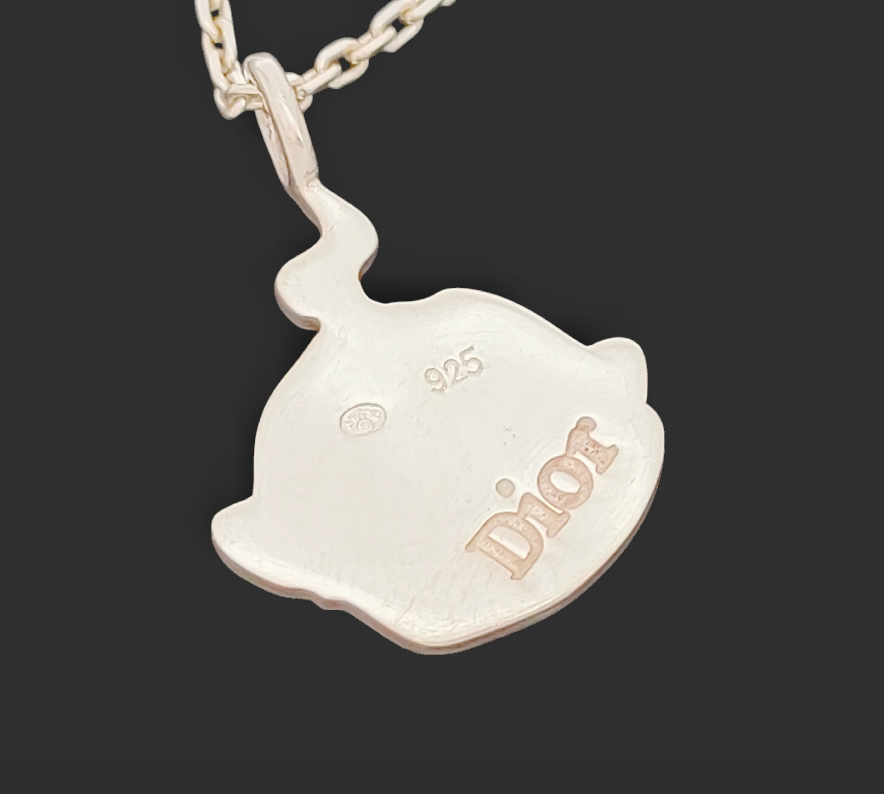 Christian Dior Sterling Silver and Enamel Character Pendant Necklace
