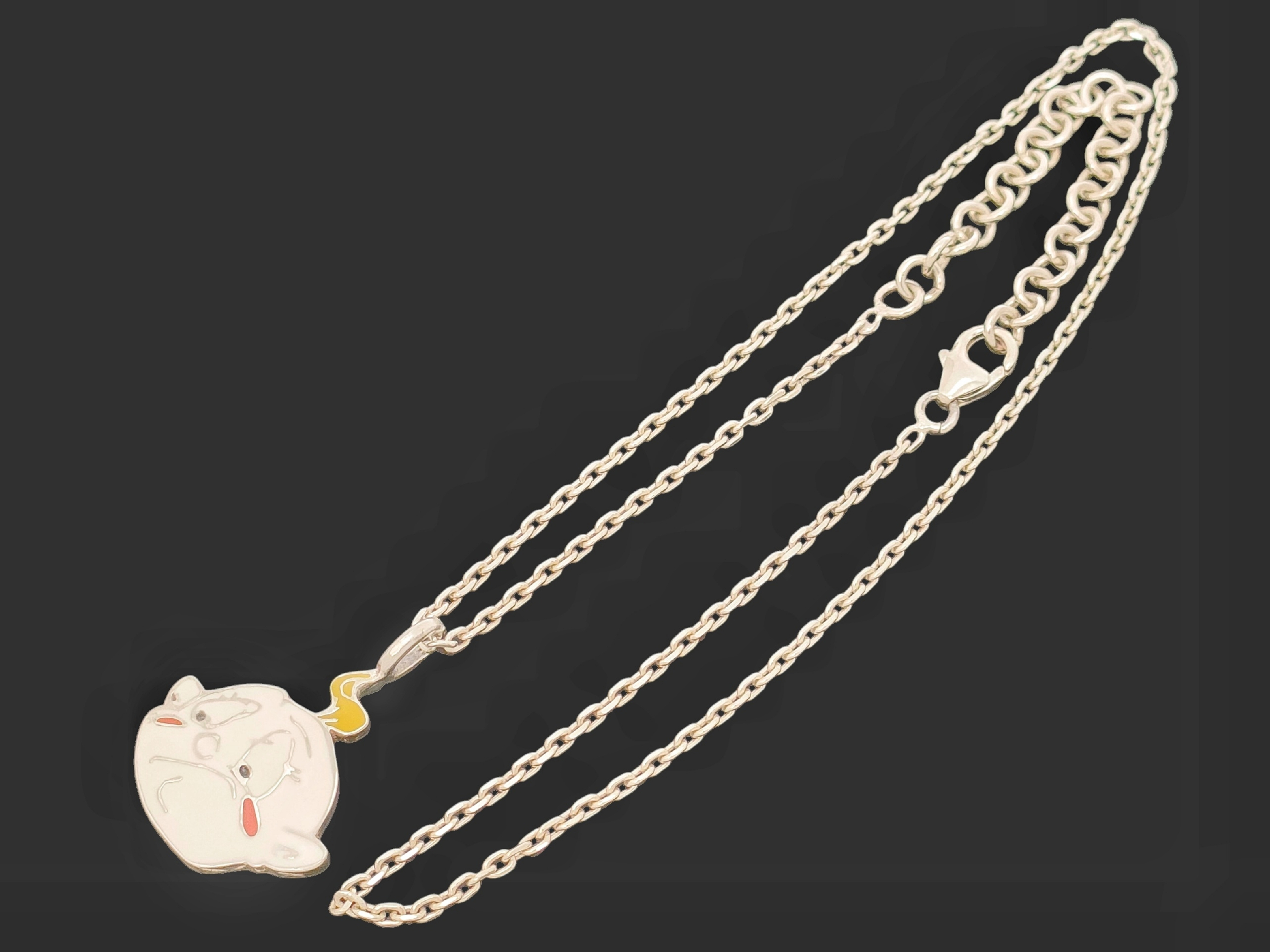 Christian Dior Sterling Silver and Enamel Character Pendant Necklace