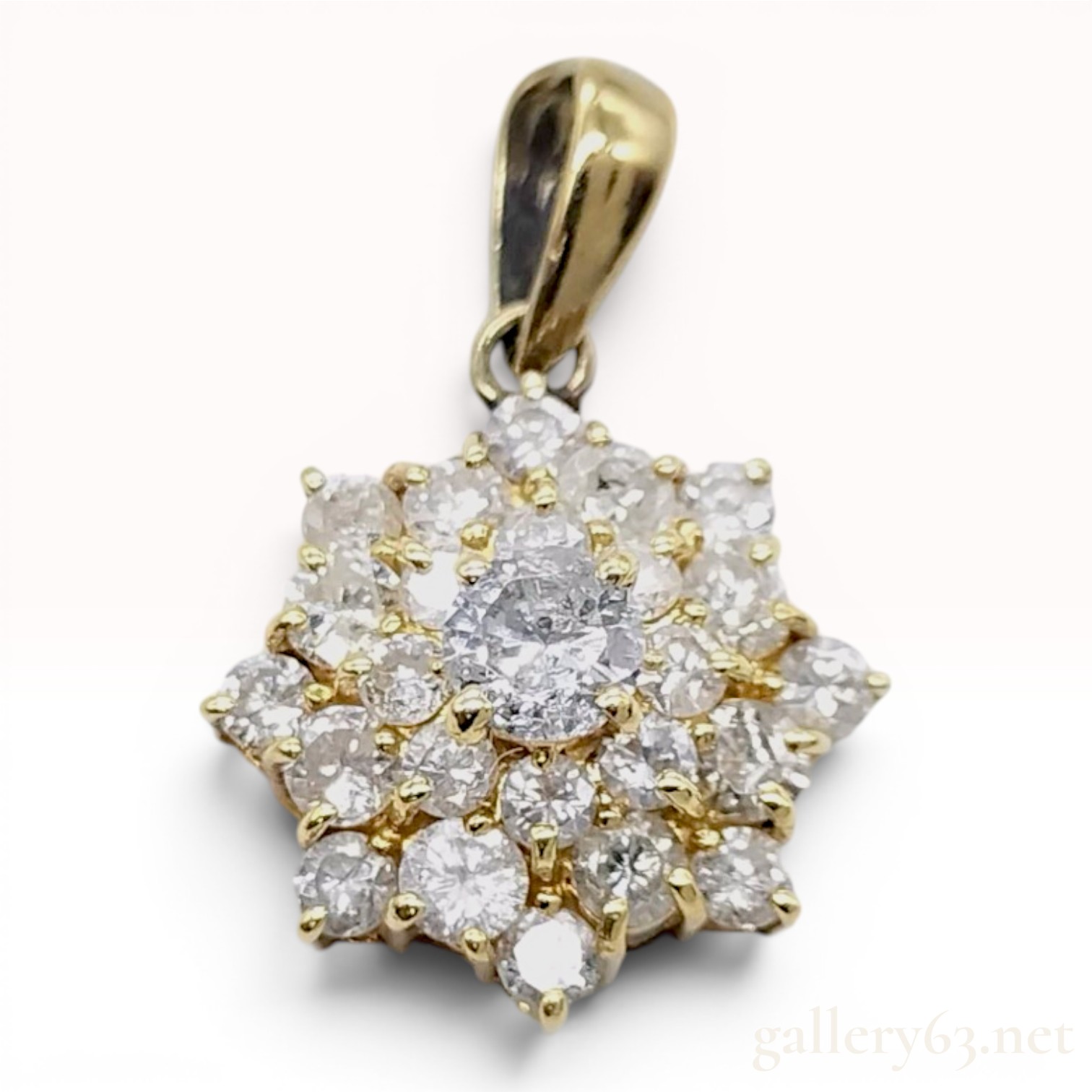 18K Yellow Gold and 1.00ctw Diamond Floral Cluster Pendant