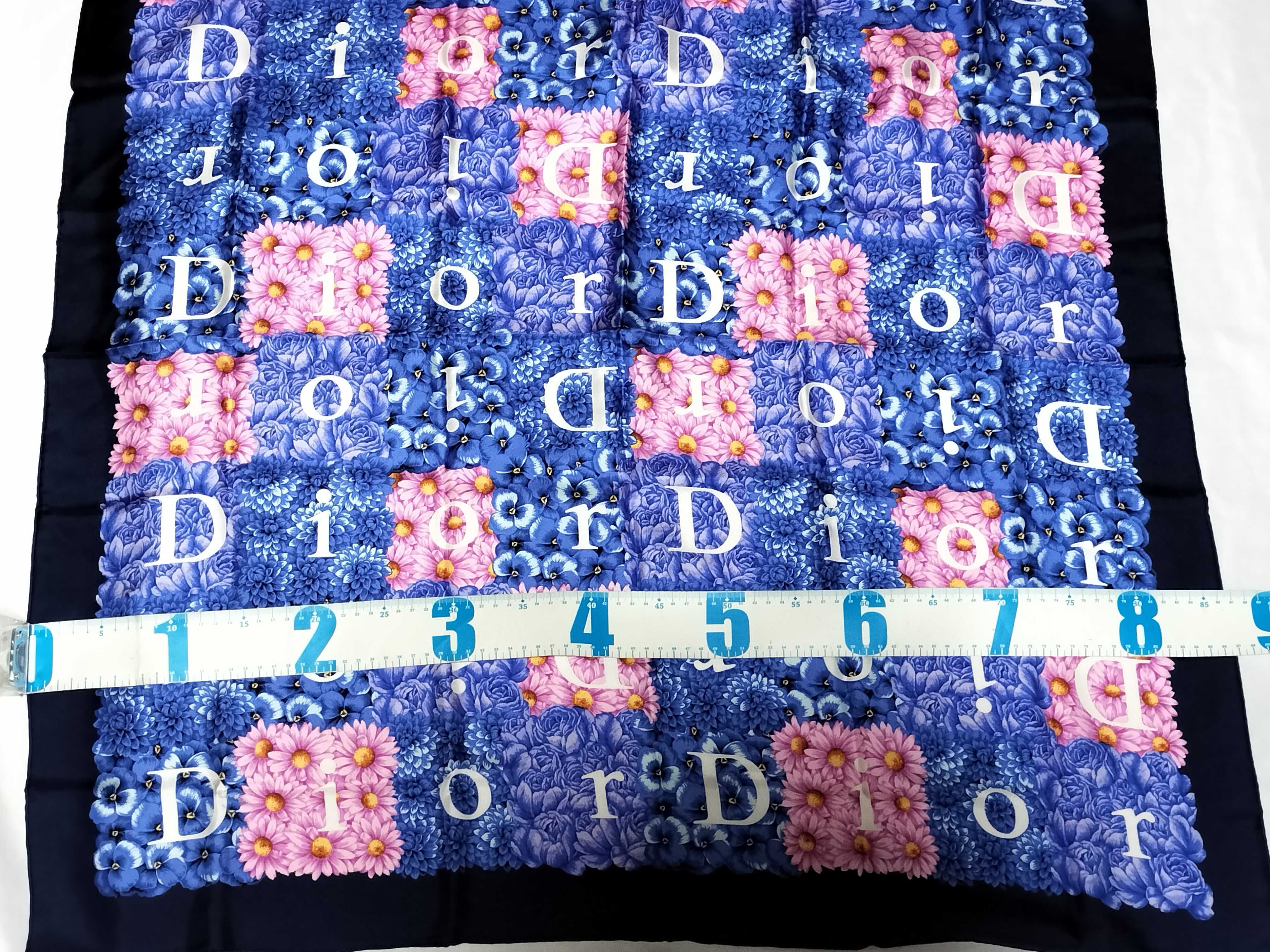 Christian Dior Floral and Logo Monogram Silk Scarf