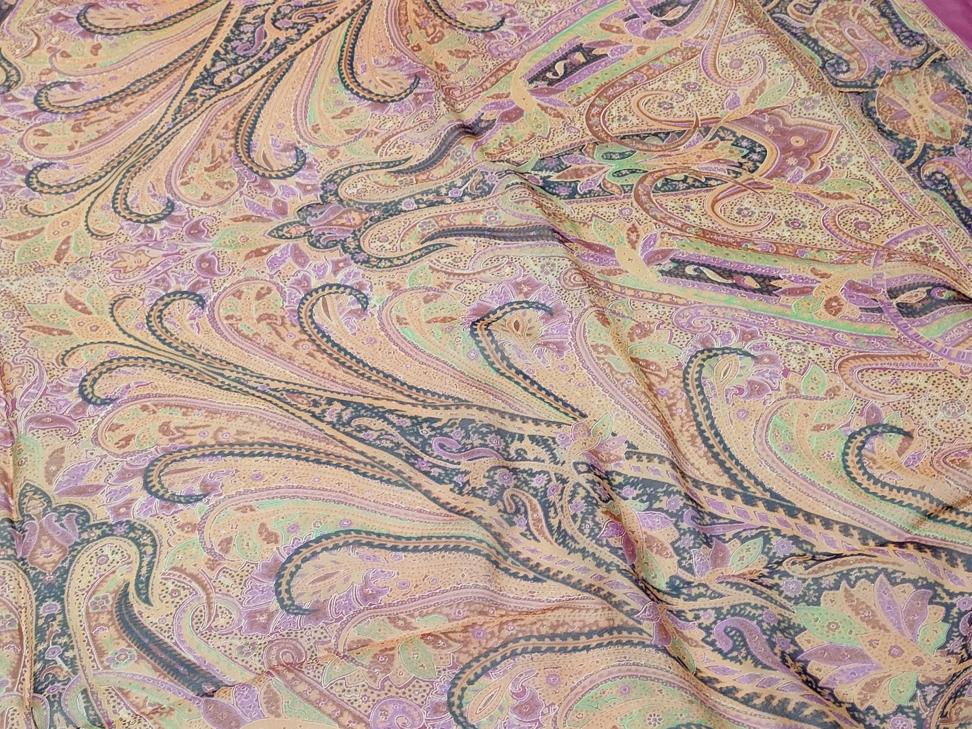 Yves Saint Laurent 100% Silk Paisley Motif Square Scarf 105cm w/Box