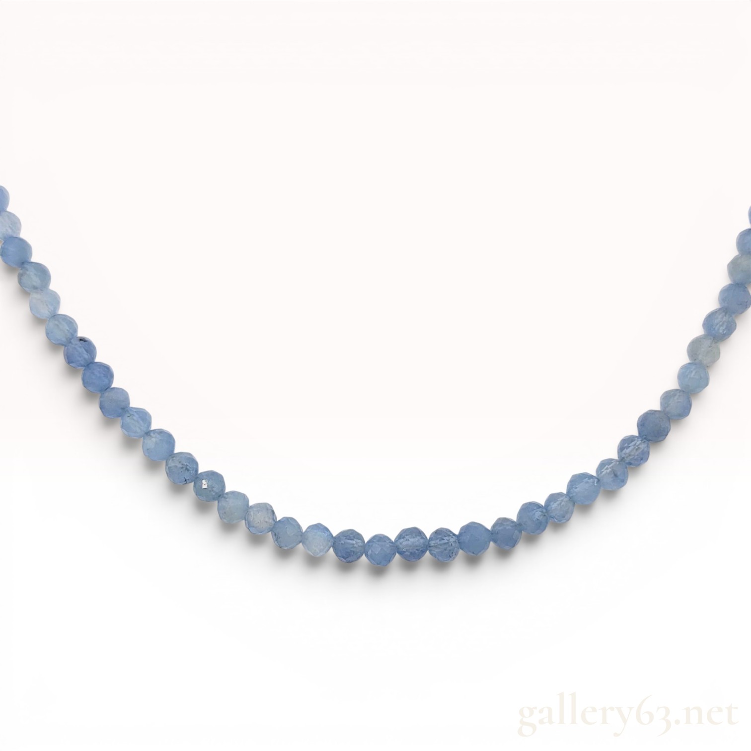 Faceted Natural Aquamarine Bead Necklace with Sterling Silver Toggle Clasp