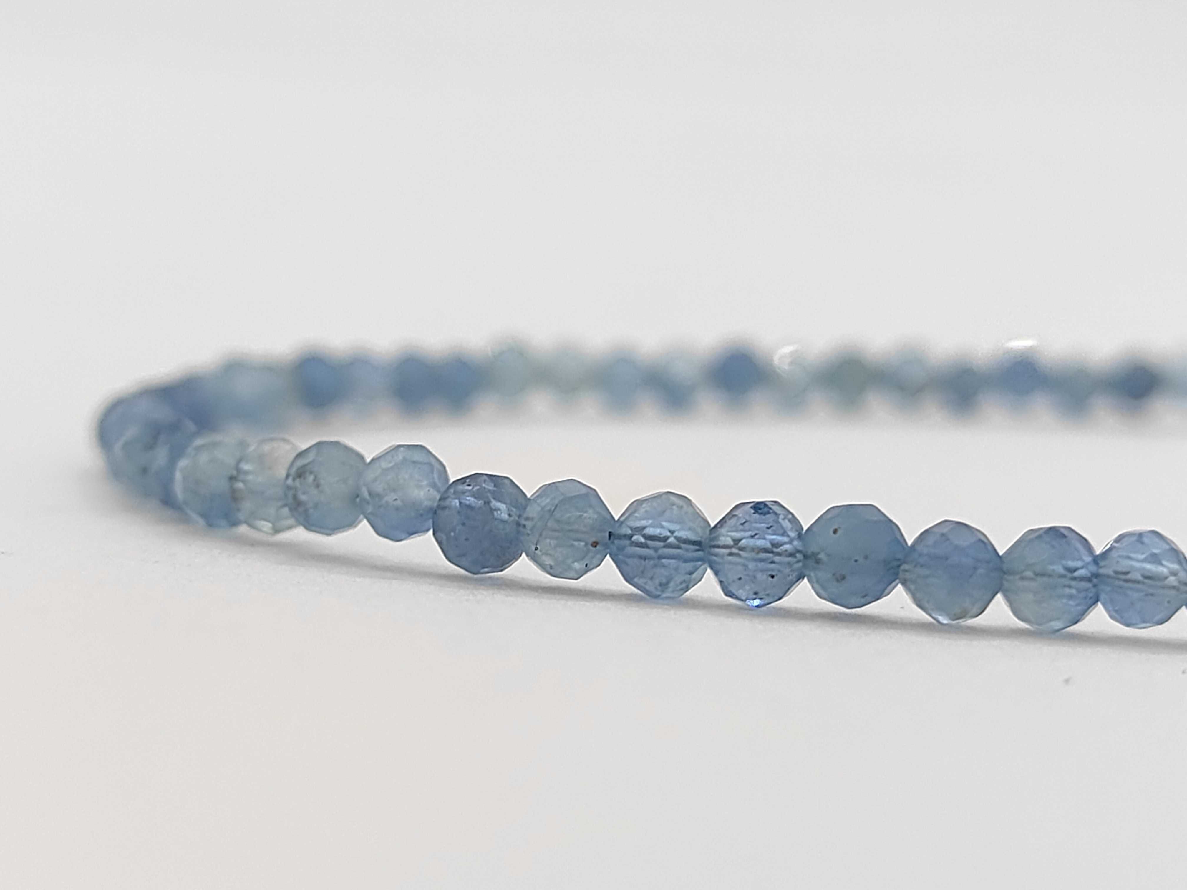 Faceted Natural Aquamarine Bead Necklace with Sterling Silver Toggle Clasp
