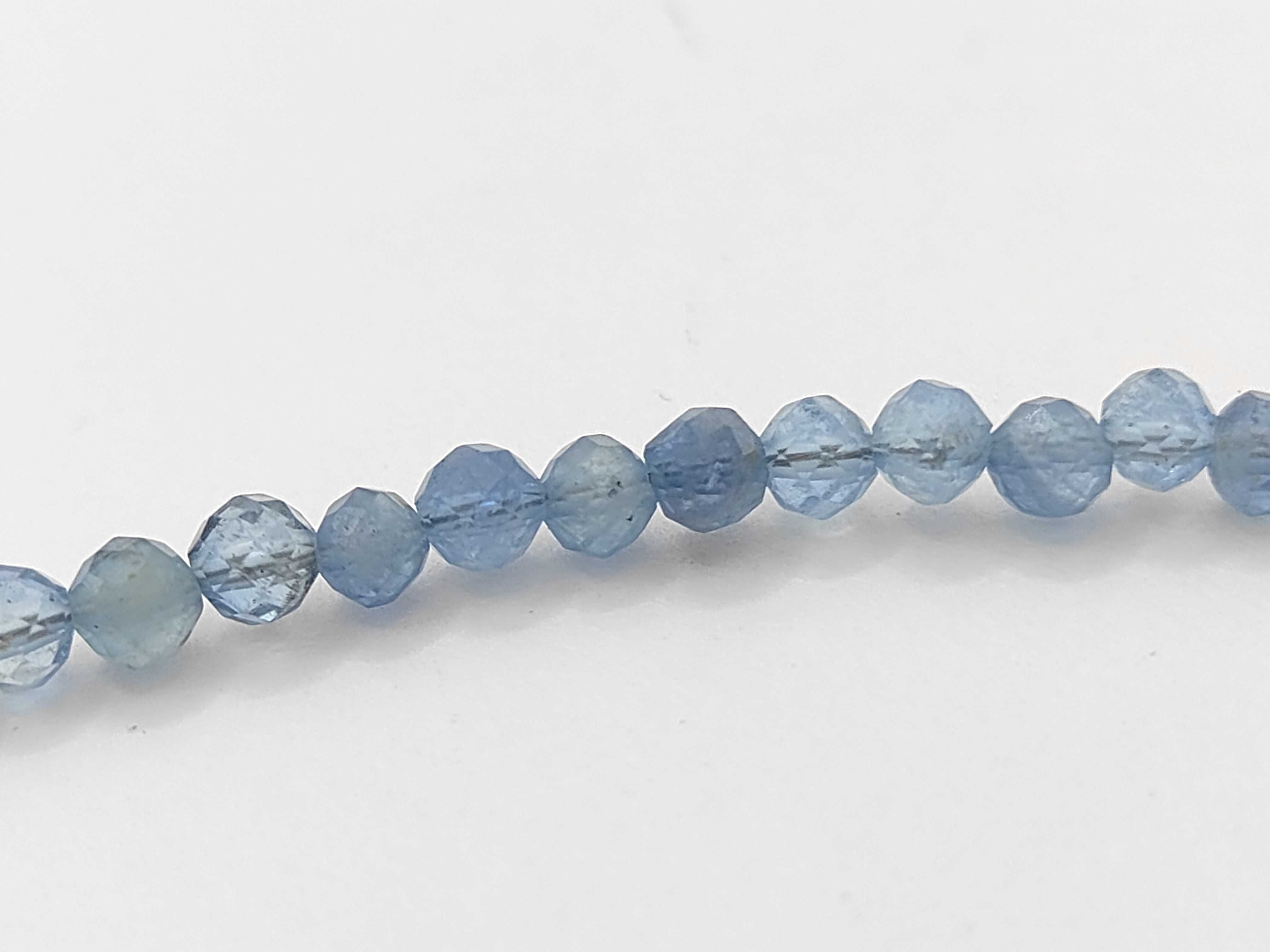 Faceted Natural Aquamarine Bead Necklace with Sterling Silver Toggle Clasp