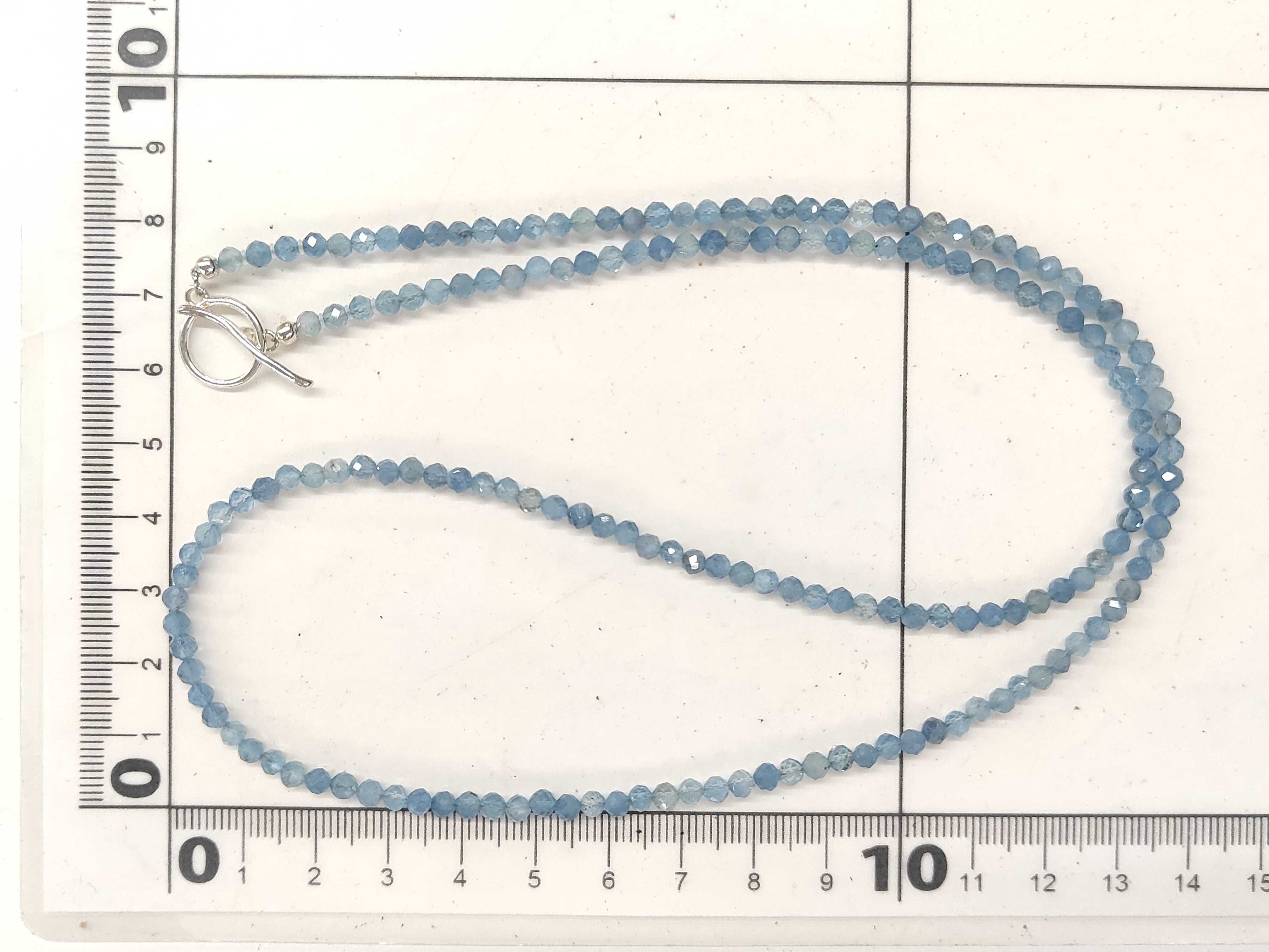 Faceted Natural Aquamarine Bead Necklace with Sterling Silver Toggle Clasp