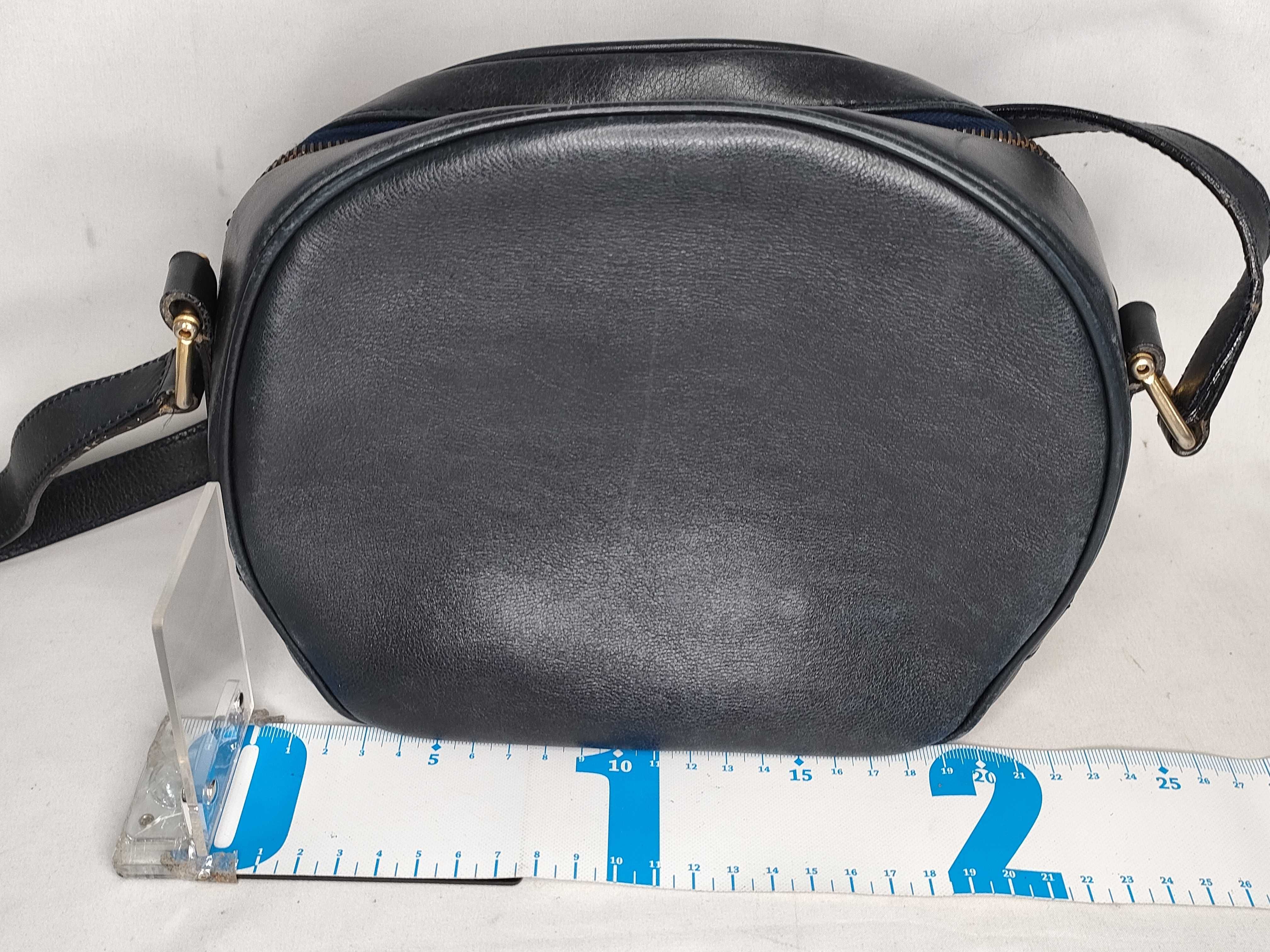 Celine Vintage Ring-Clasp Front Pocket Crossbody Bag Black Leather