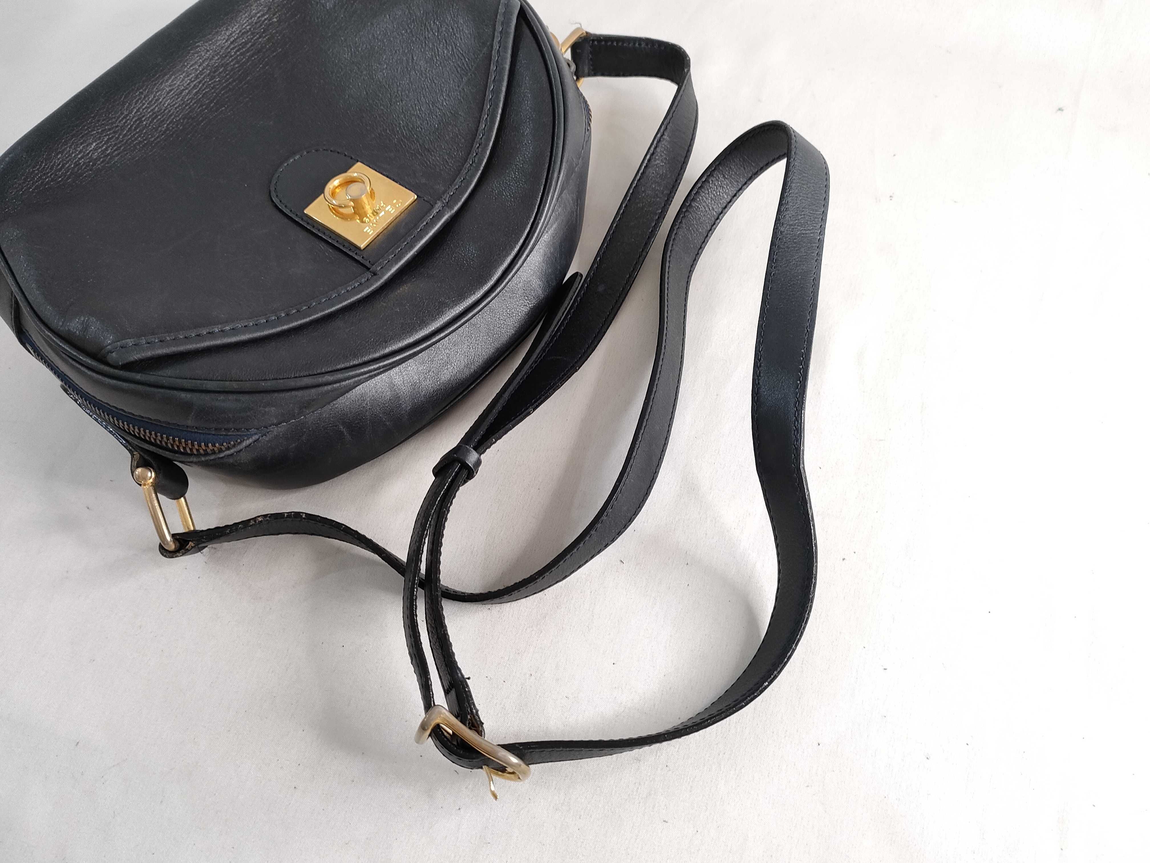 Celine Vintage Ring-Clasp Front Pocket Crossbody Bag Black Leather