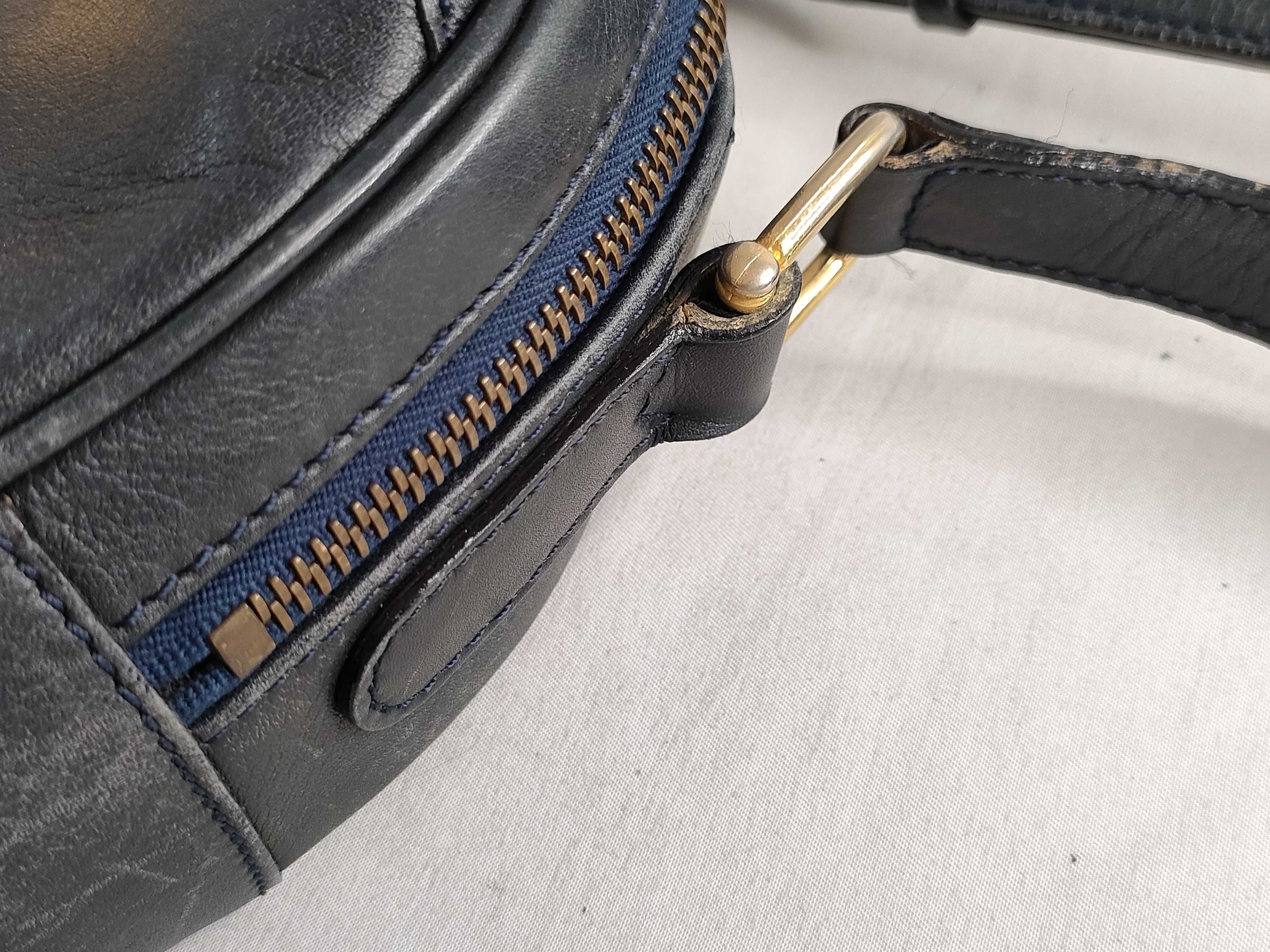 Celine Vintage Ring-Clasp Front Pocket Crossbody Bag Black Leather