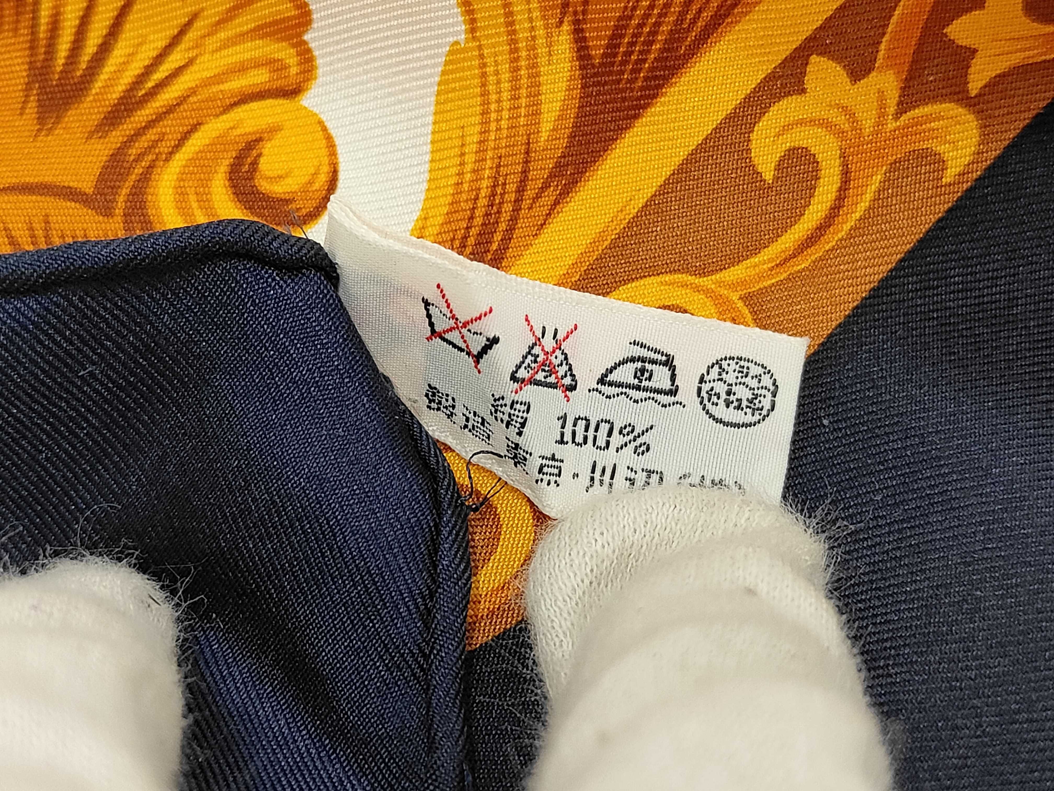 Valentino Garavani Floral and Baroque Motif Silk Scarf with Navy Border