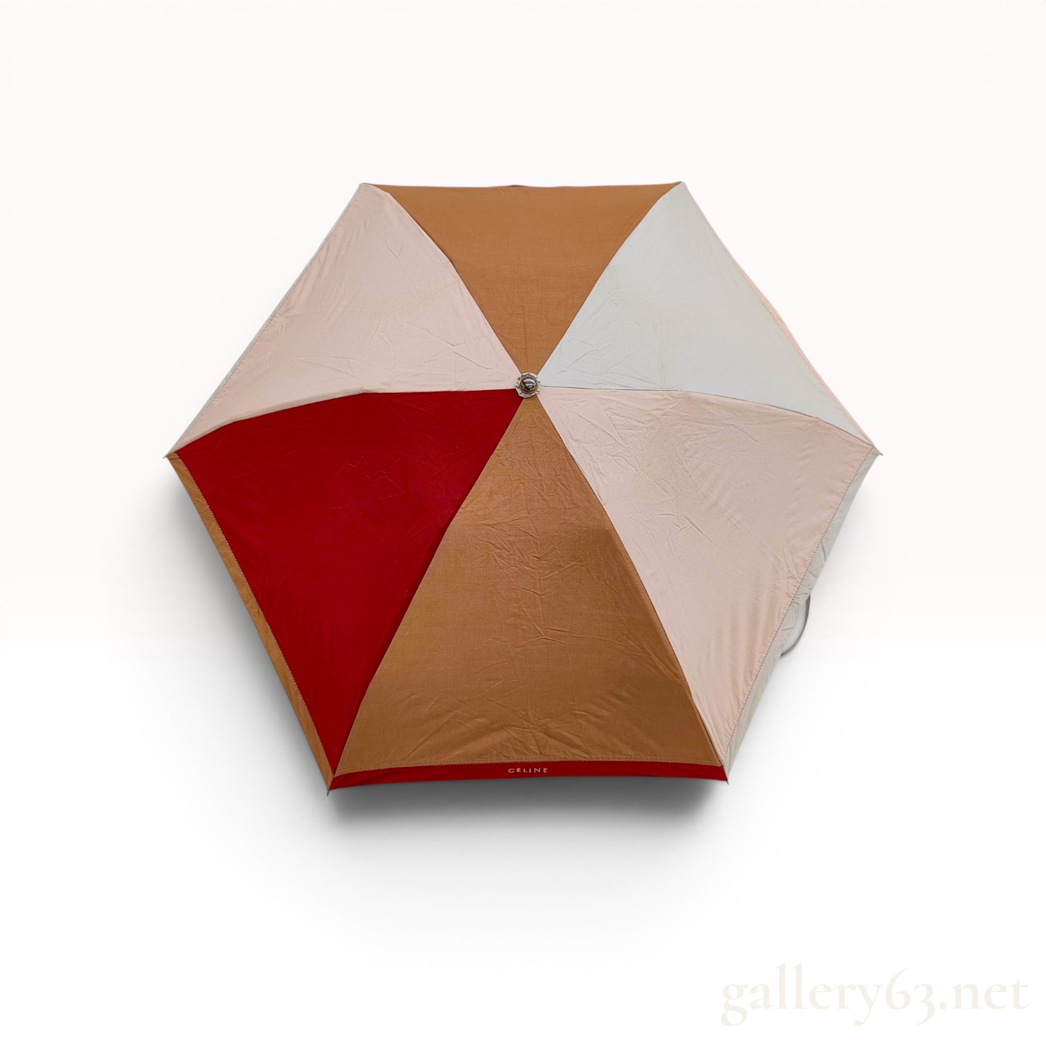 Celine Color-Blocked Folding Umbrella with Matching Sleeve