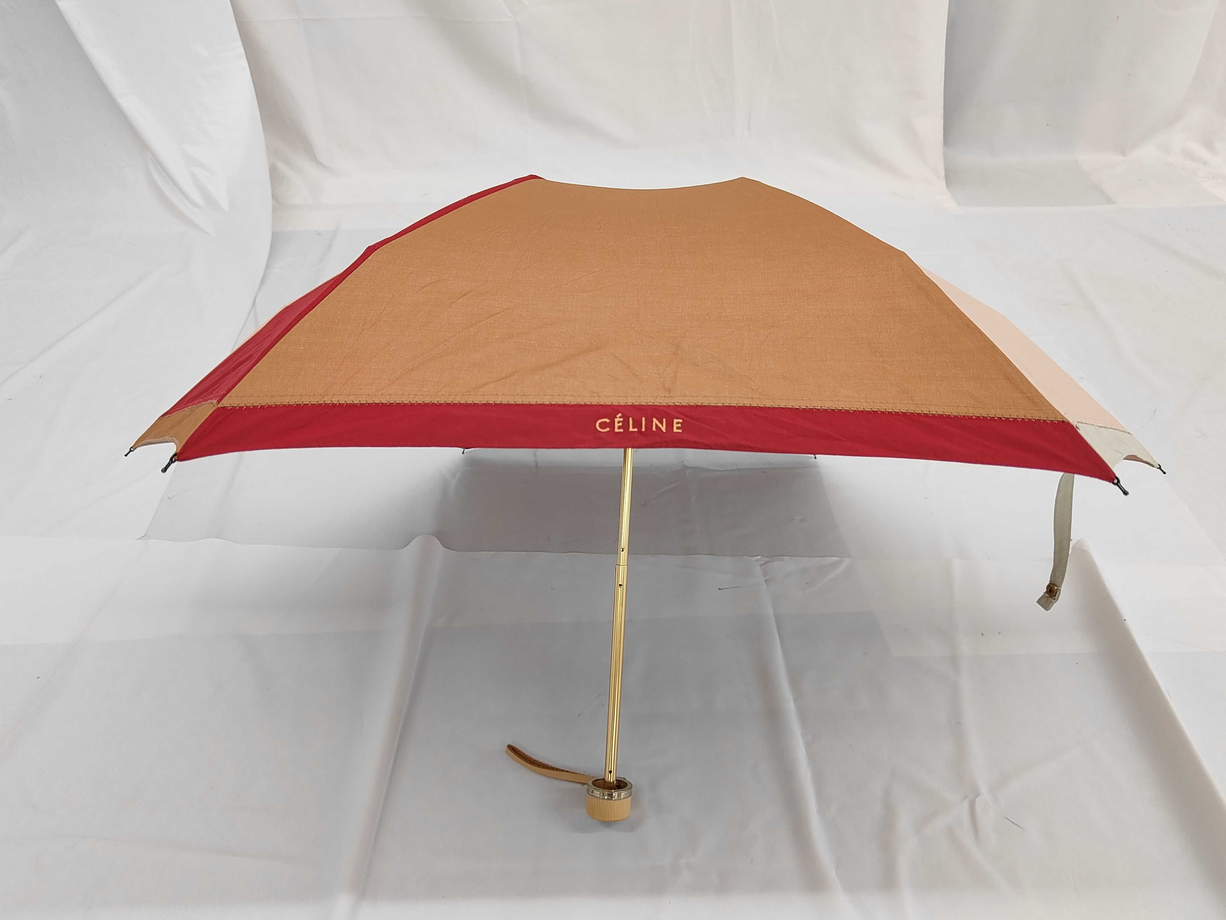 Celine Color-Blocked Folding Umbrella with Matching Sleeve