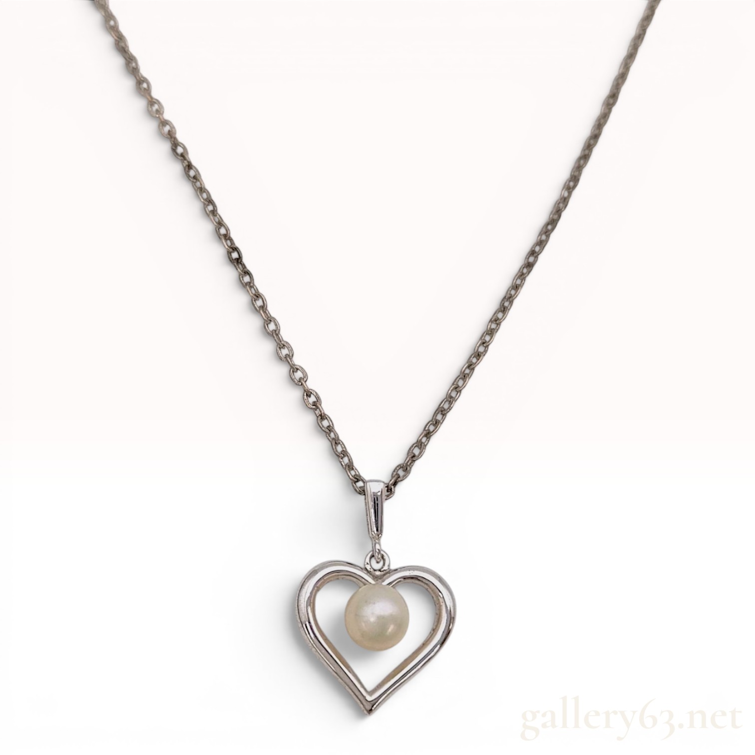 Mikimoto Sterling Silver and Akoya Cultured Pearl Heart Pendant Necklace