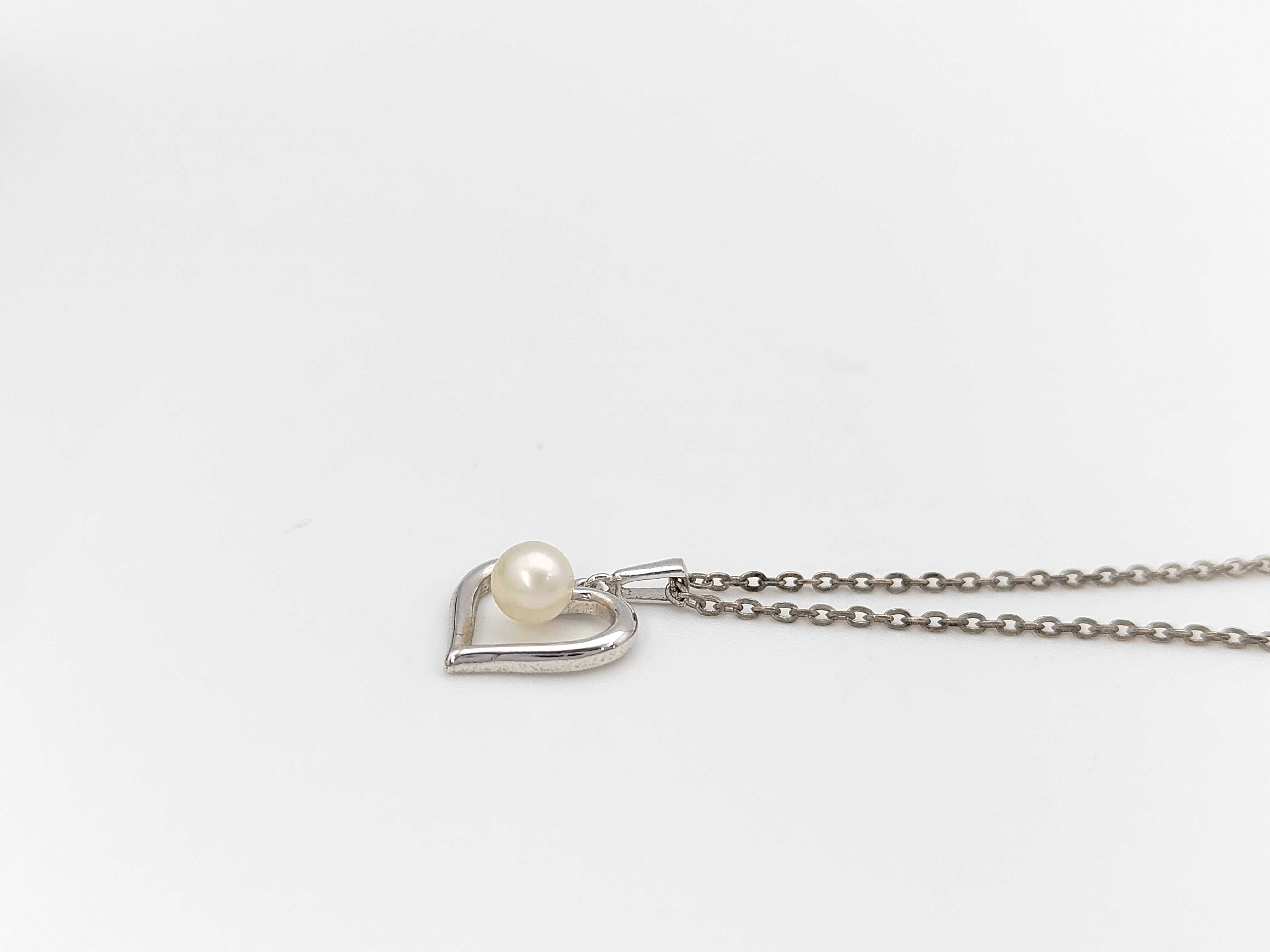 Mikimoto Sterling Silver and Akoya Cultured Pearl Heart Pendant Necklace
