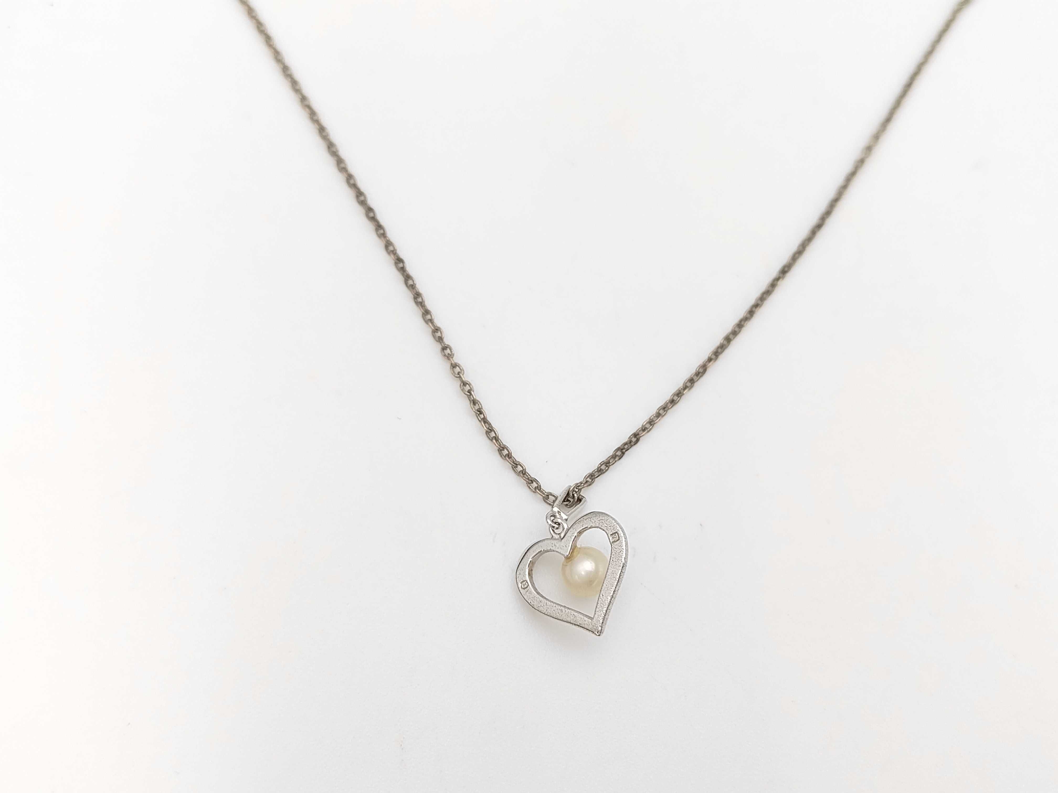 Mikimoto Sterling Silver and Akoya Cultured Pearl Heart Pendant Necklace