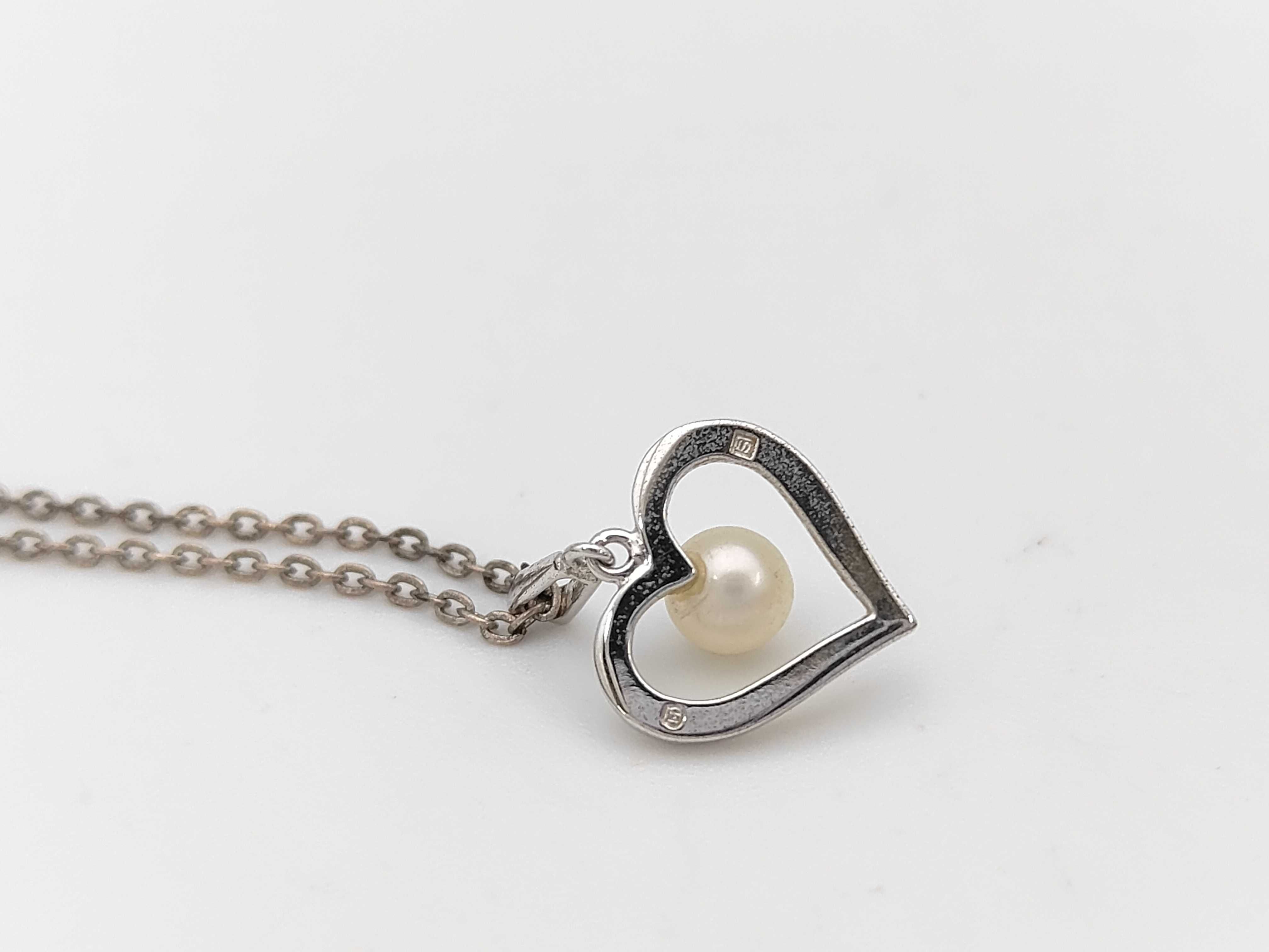 Mikimoto Sterling Silver and Akoya Cultured Pearl Heart Pendant Necklace