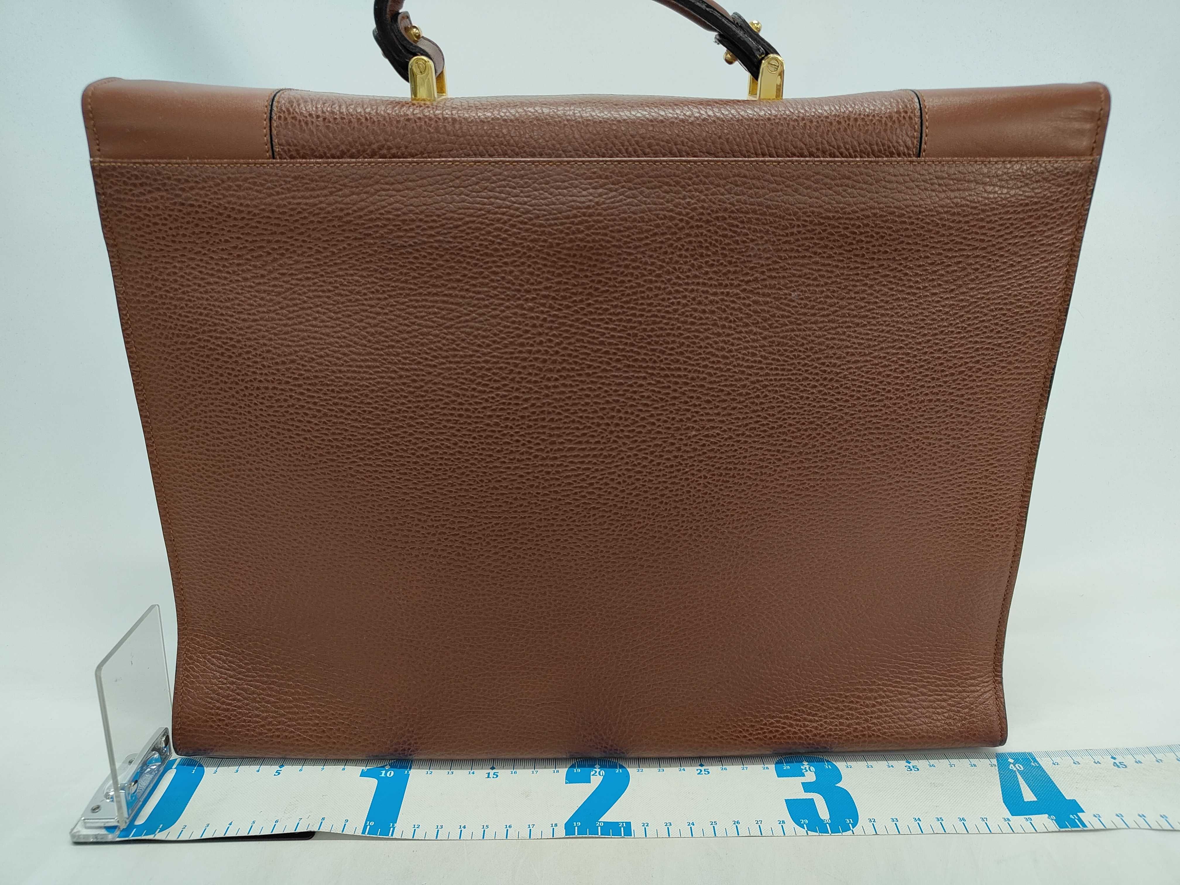 Bally Brown Pebbled Leather Flap-Front Briefcase