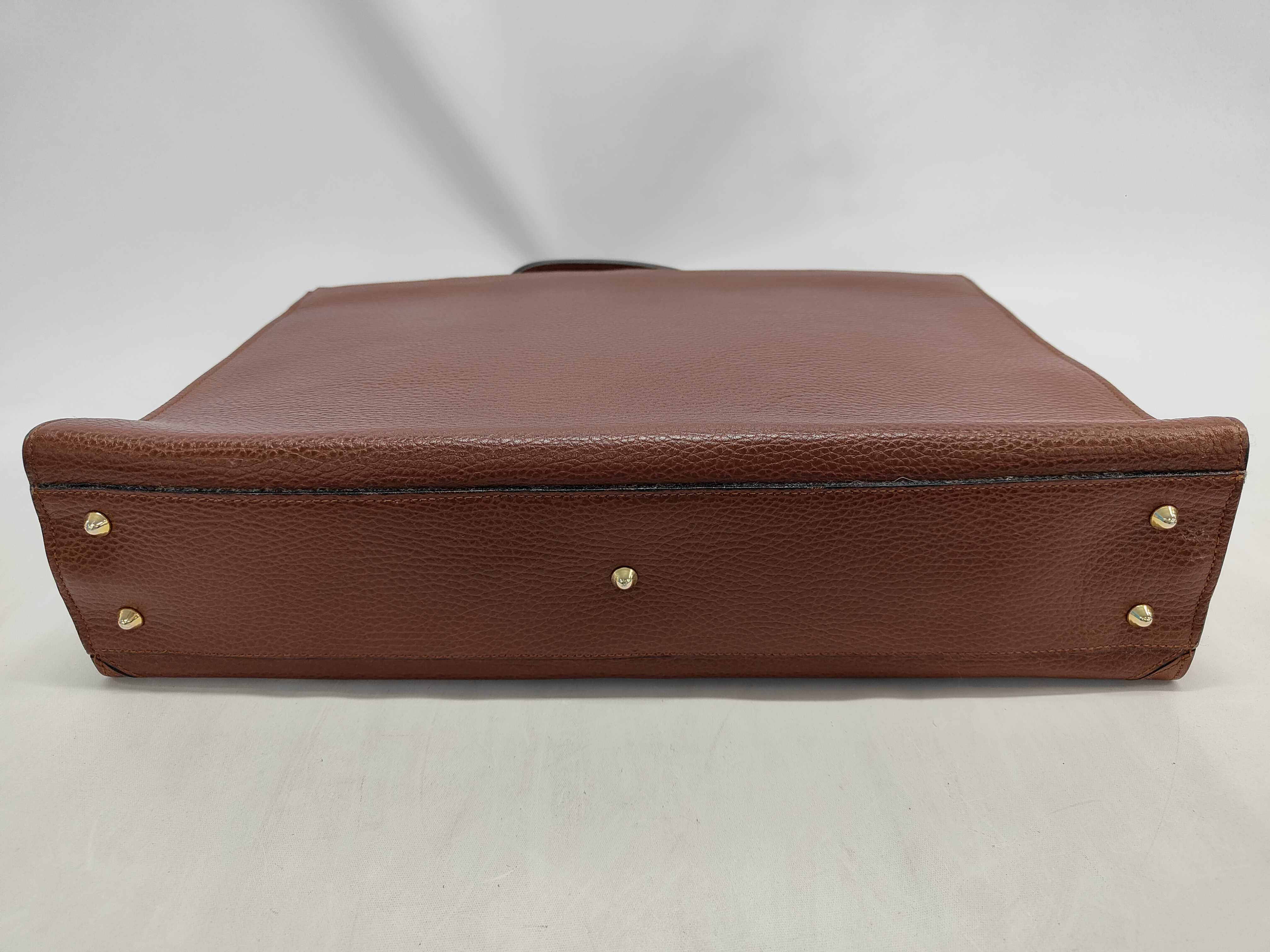 Bally Brown Pebbled Leather Flap-Front Briefcase