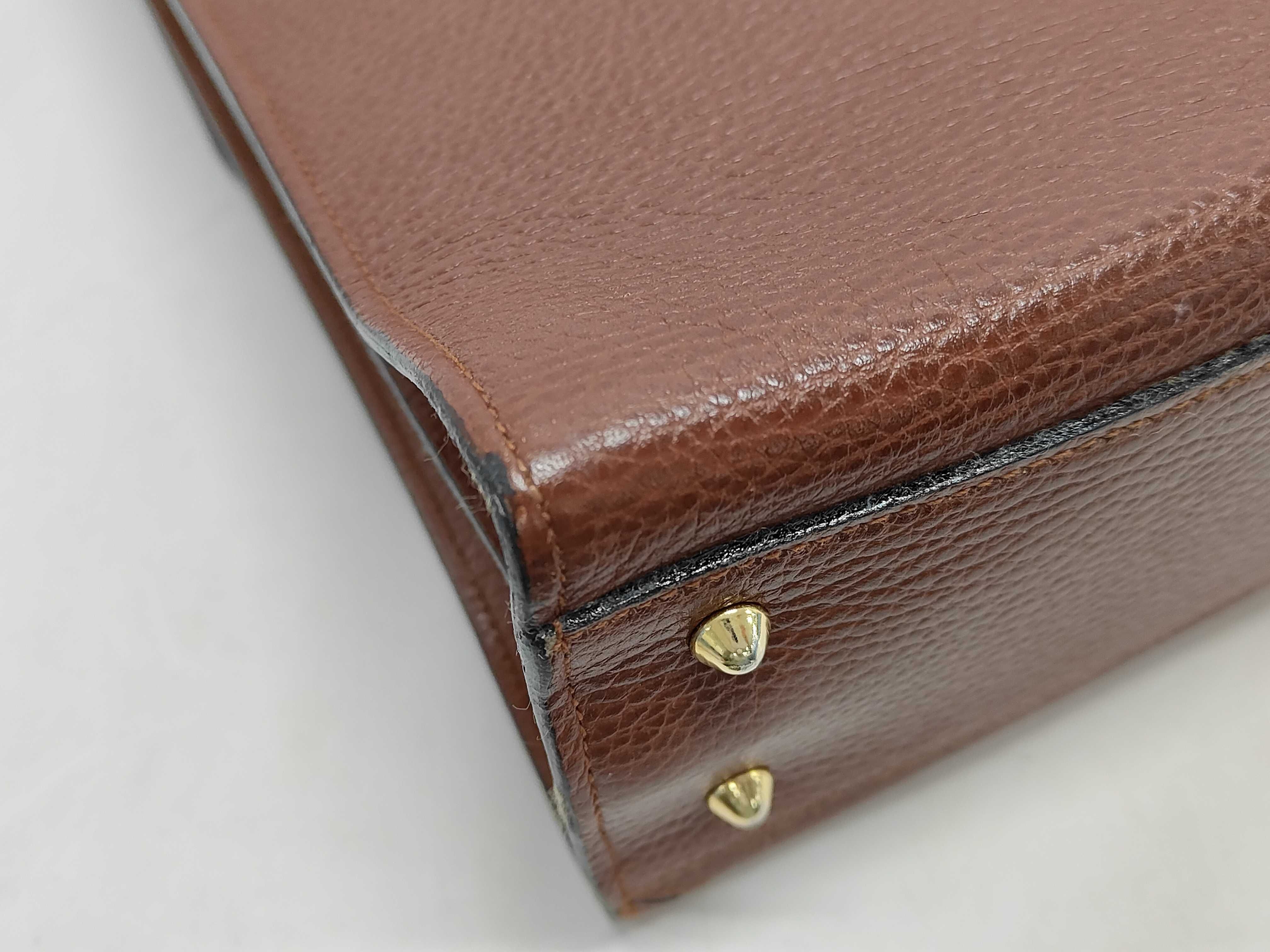 Bally Brown Pebbled Leather Flap-Front Briefcase