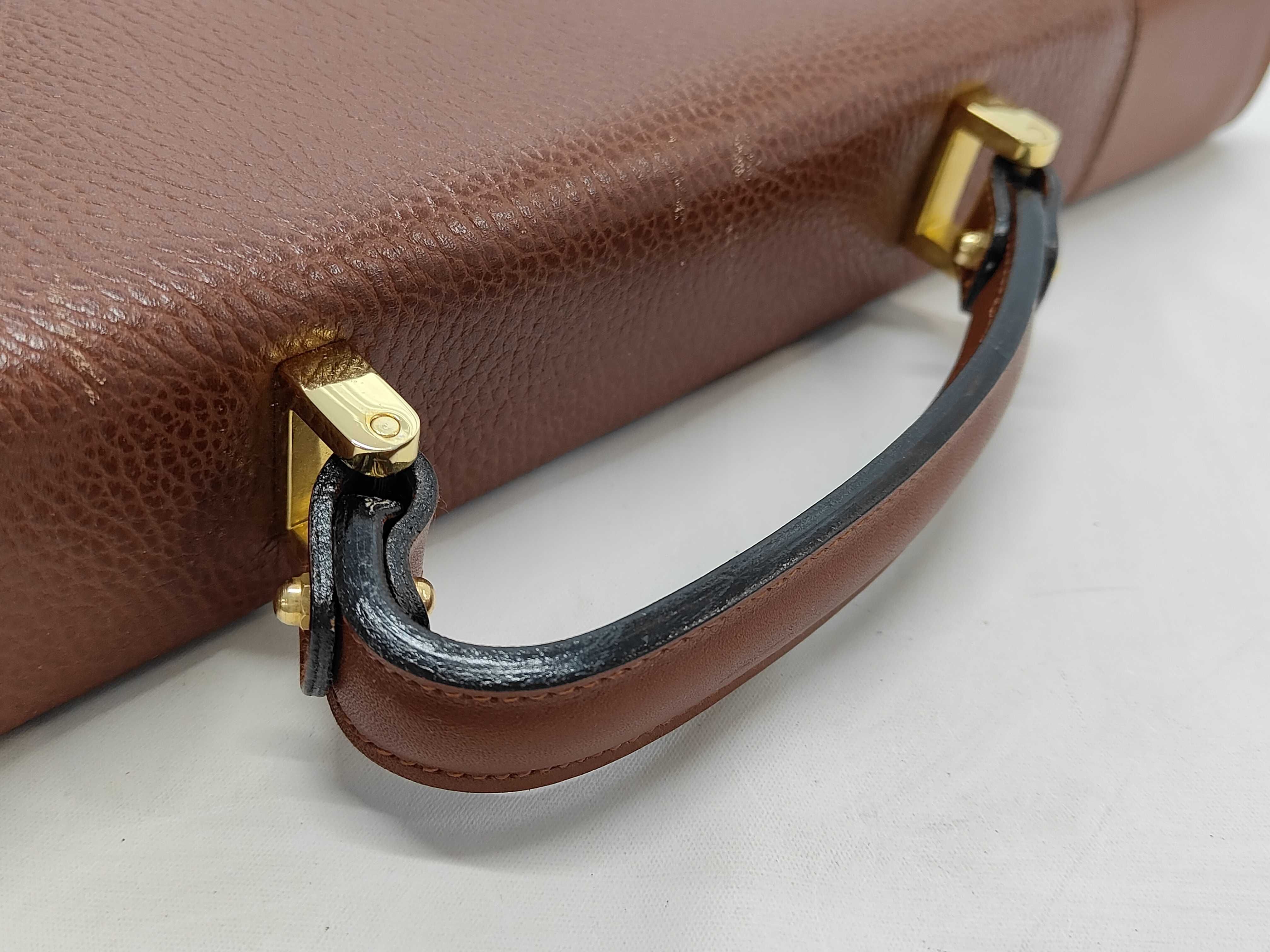 Bally Brown Pebbled Leather Flap-Front Briefcase