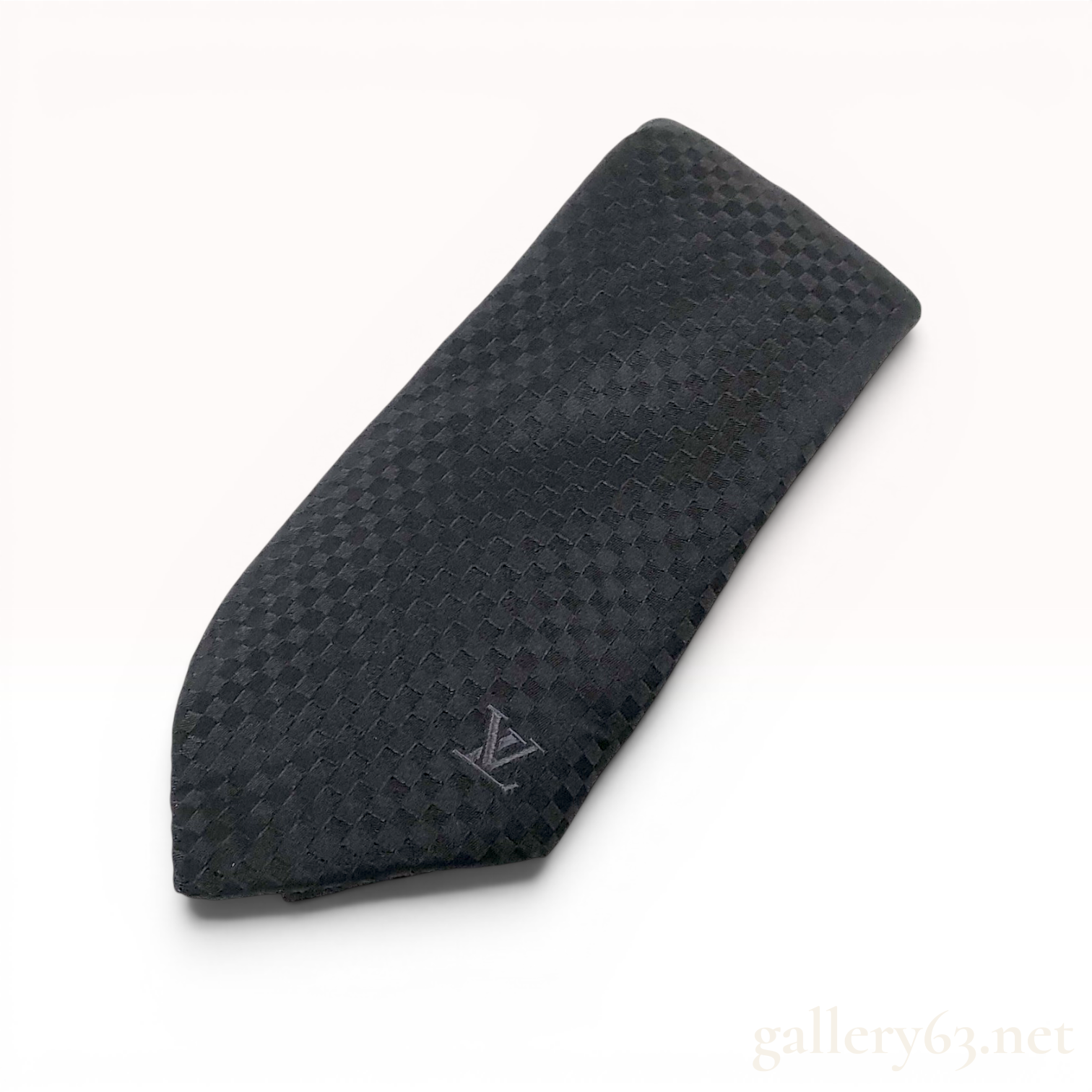 Louis Vuitton Black Damier Silk Necktie