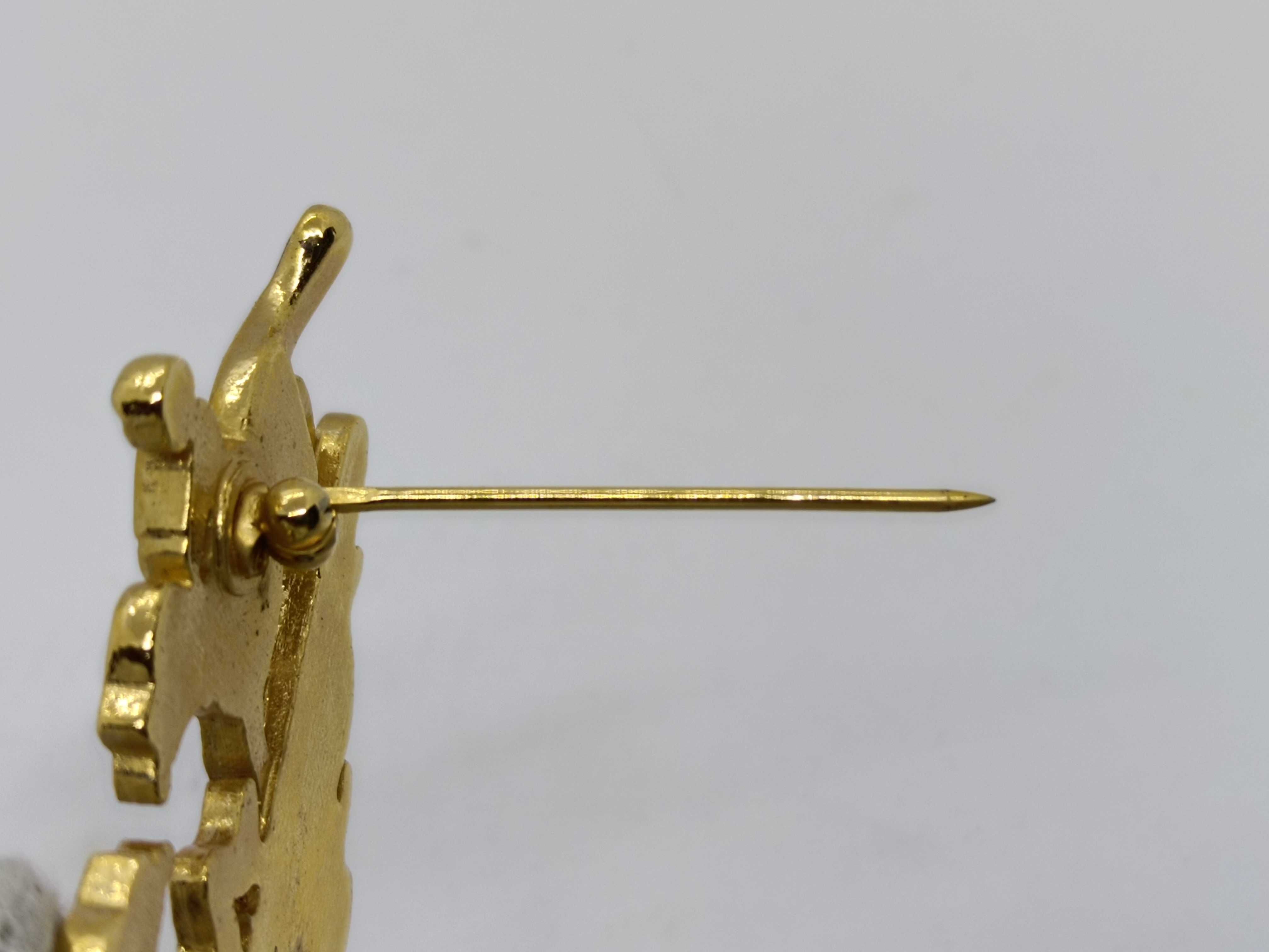 Hermes Vintage Multicolor Enamel and Gold-Tone Dog Motif Brooch
