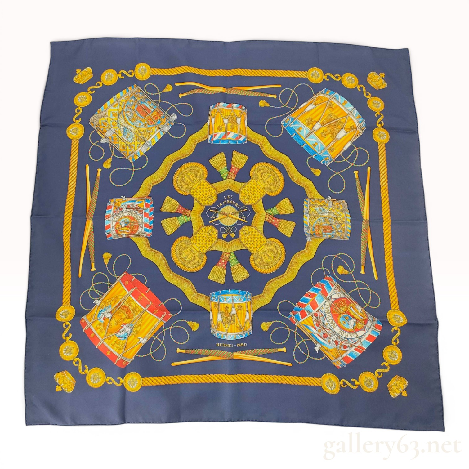 Hermes Les Tambours Silk Scarf by Joachim Metz