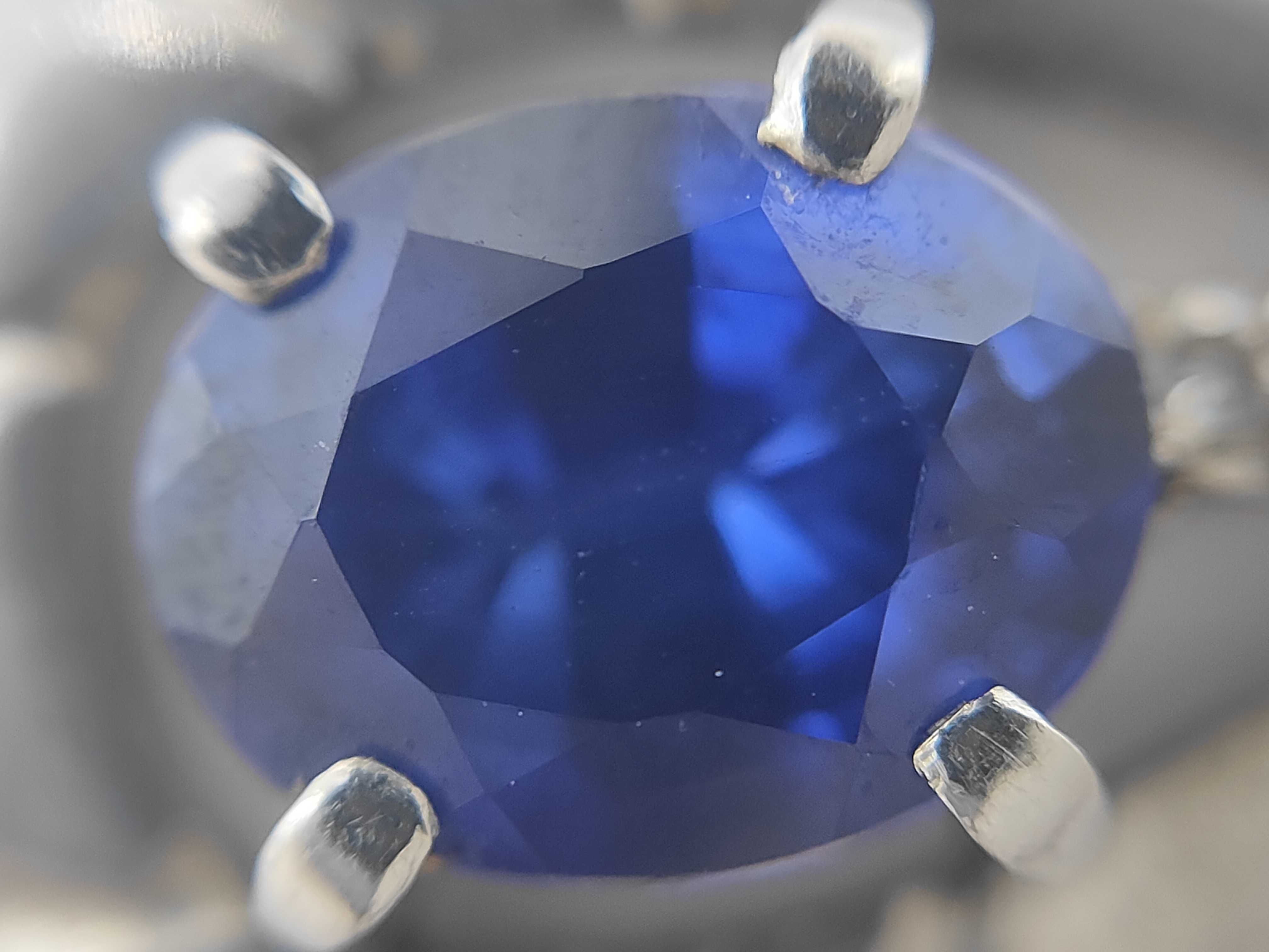 Platinum 900 Blue Sapphire and Diamond Teardrop Pendant, 1.85 Carats